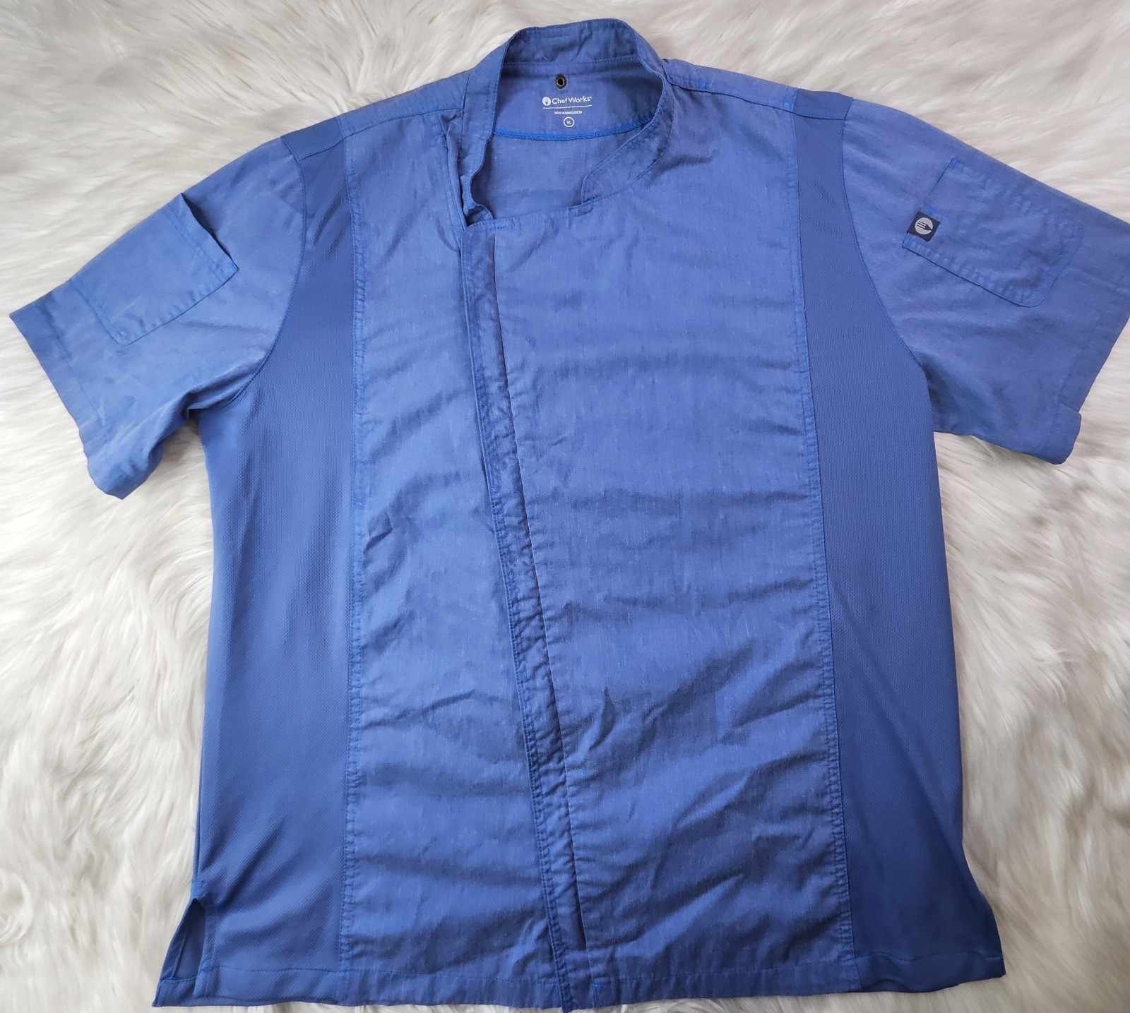 Chef Works Blue Sleeve Chef Shirt Full Front Zipper, SZ(XL) NWOT