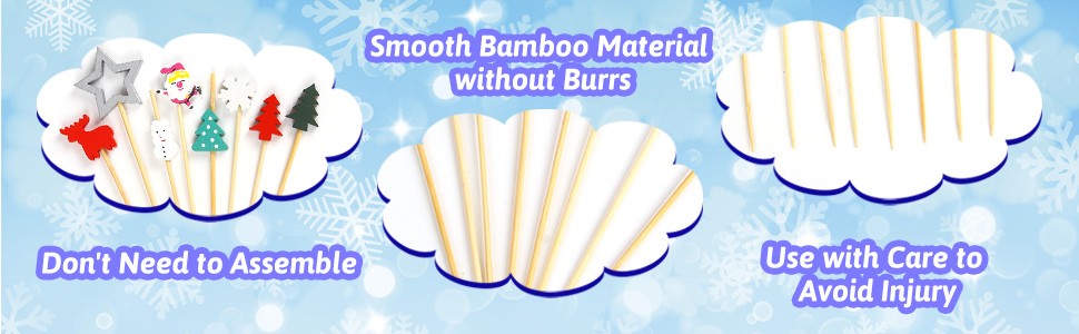 160PCS Christmas Cocktail Picks,Assorted Xmas Bamboo Fruits Toothpicks for Food