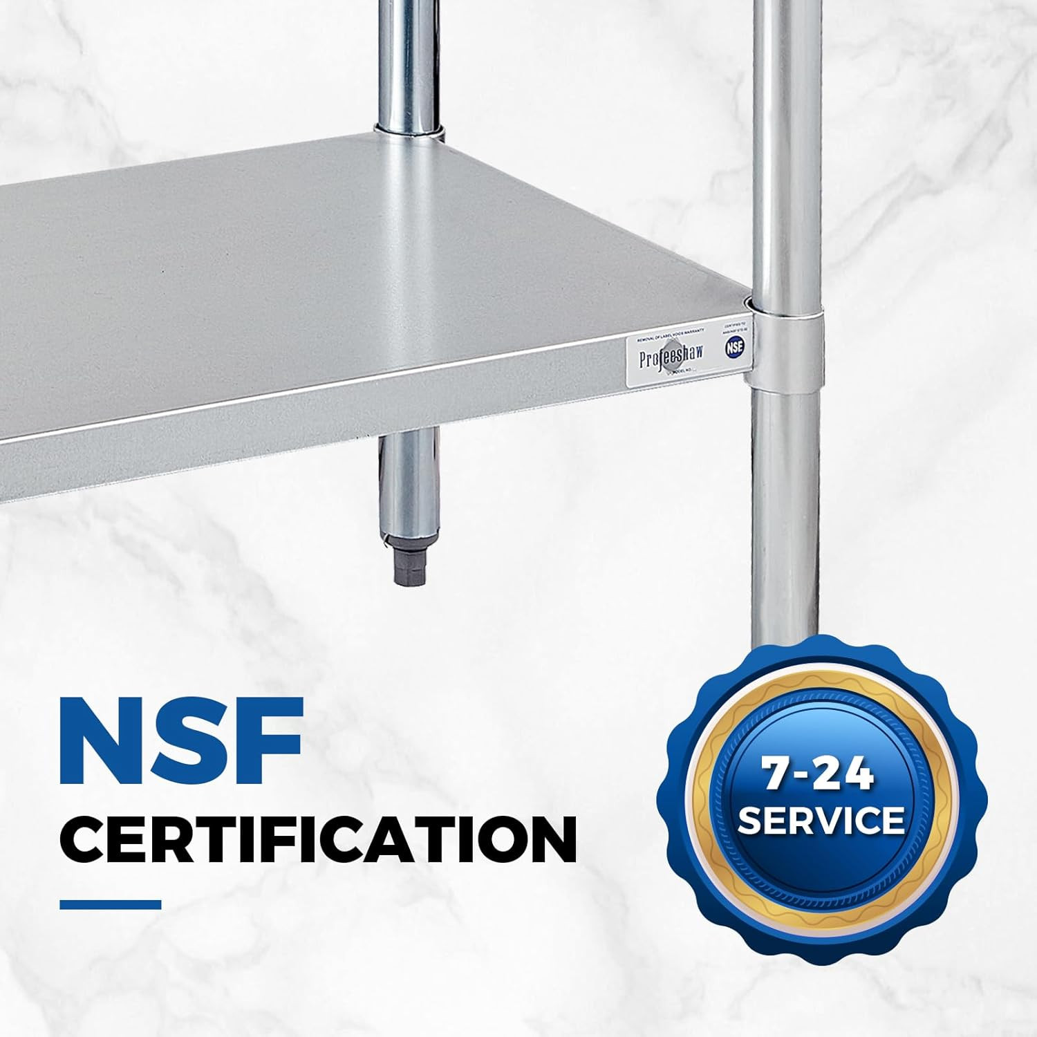 Stainless Steel Prep Table NSF Commercial Work Table with Backsplash and Undersh