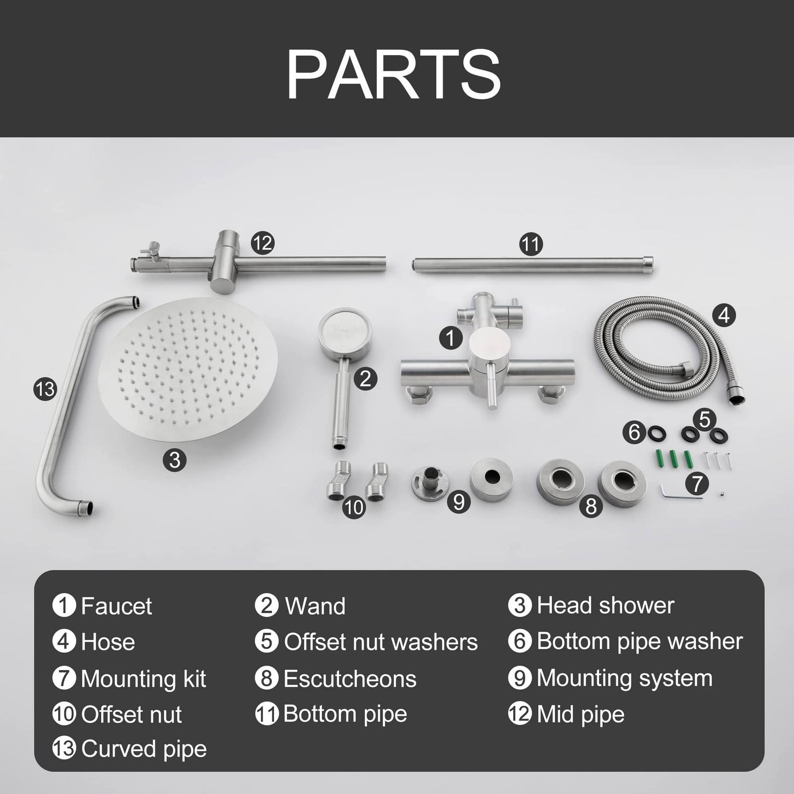 SS304 Shower Faucet Set – Outdoor Kit – Outdoor Fixtures with Brushed Nickel …