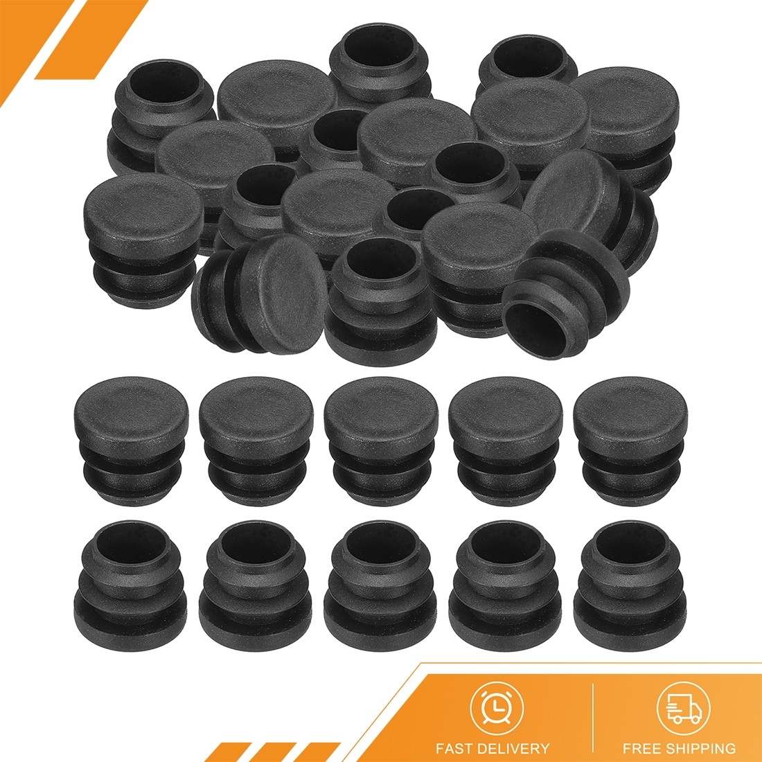 40pcs – 5/8″ OD Plastic Tubing End Caps Round Hole Plug Insert Black