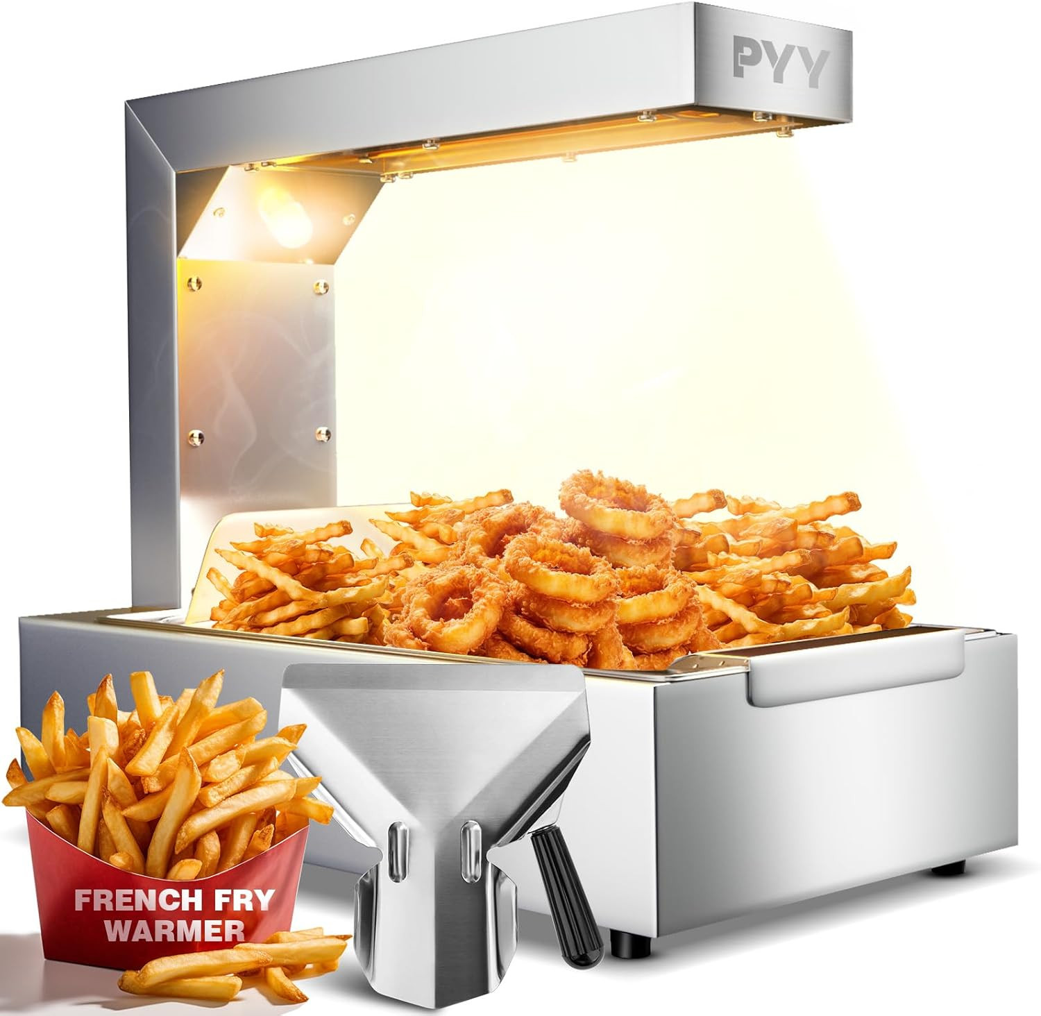 French Fry Warmer – Commercial Food Heat Lamp 122°F Free-Standing Warming Fry Du
