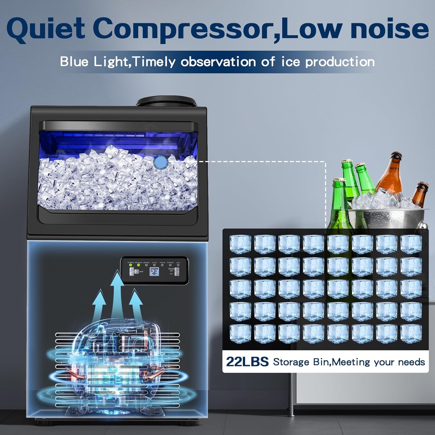 Commercial Ice Maker Machine 110LBS 24H Undercounter
