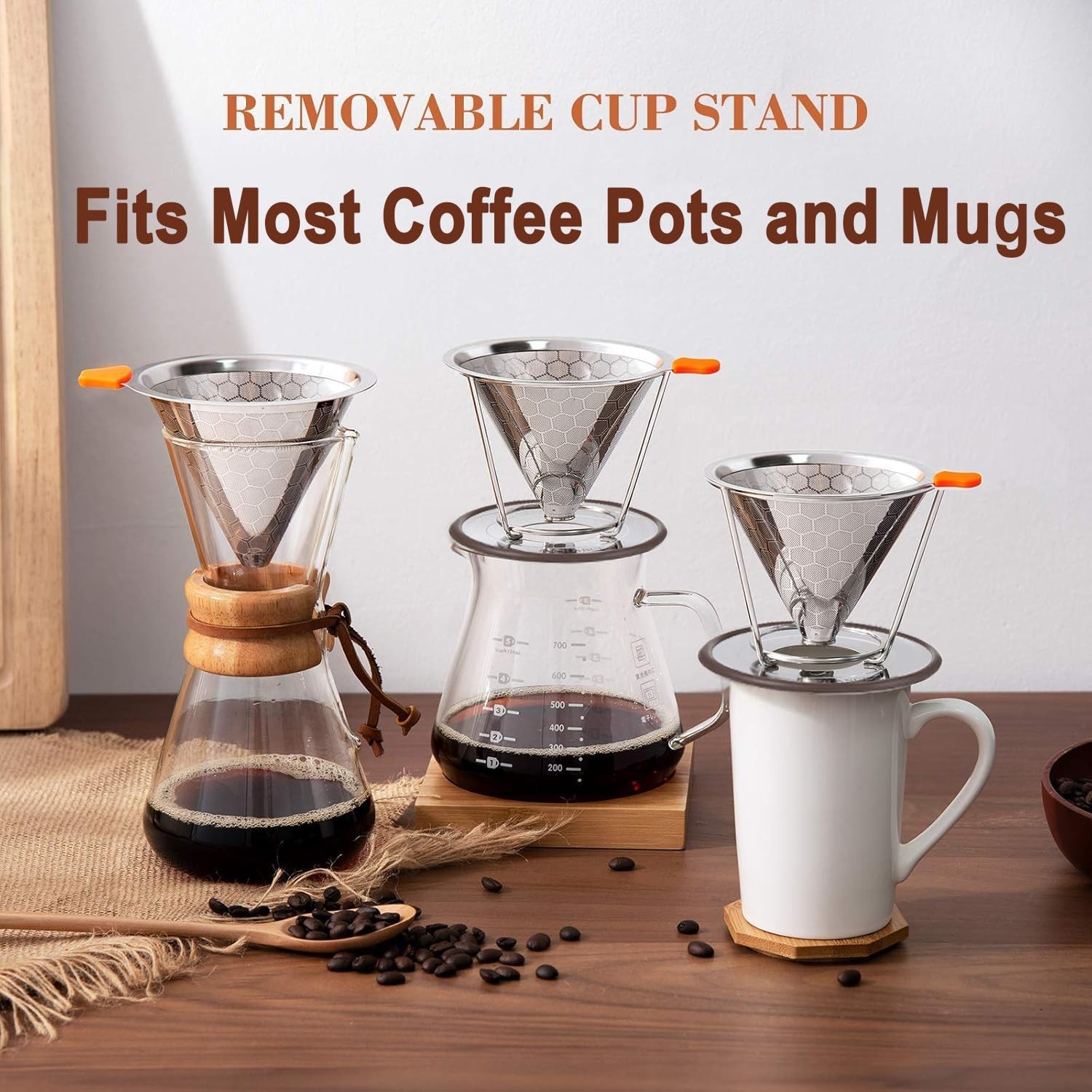 Pour Over Coffee Dripper, Stainless Steel Filter, Easy to Clean Paperless Pour O