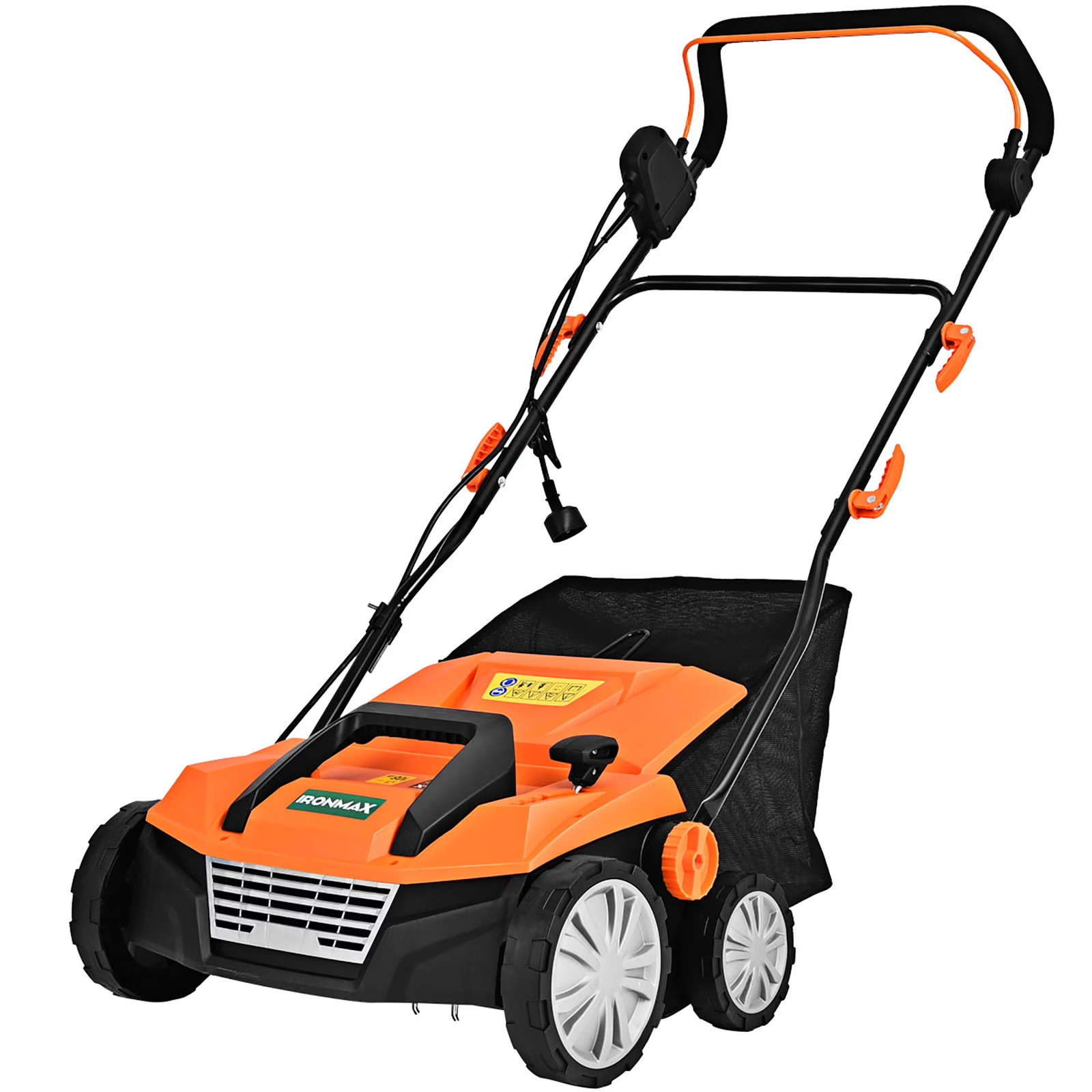 Costway Ironmax 13Amp Corded Scarifier 15″ Electric Lawn Dethatcher W/50L Bag