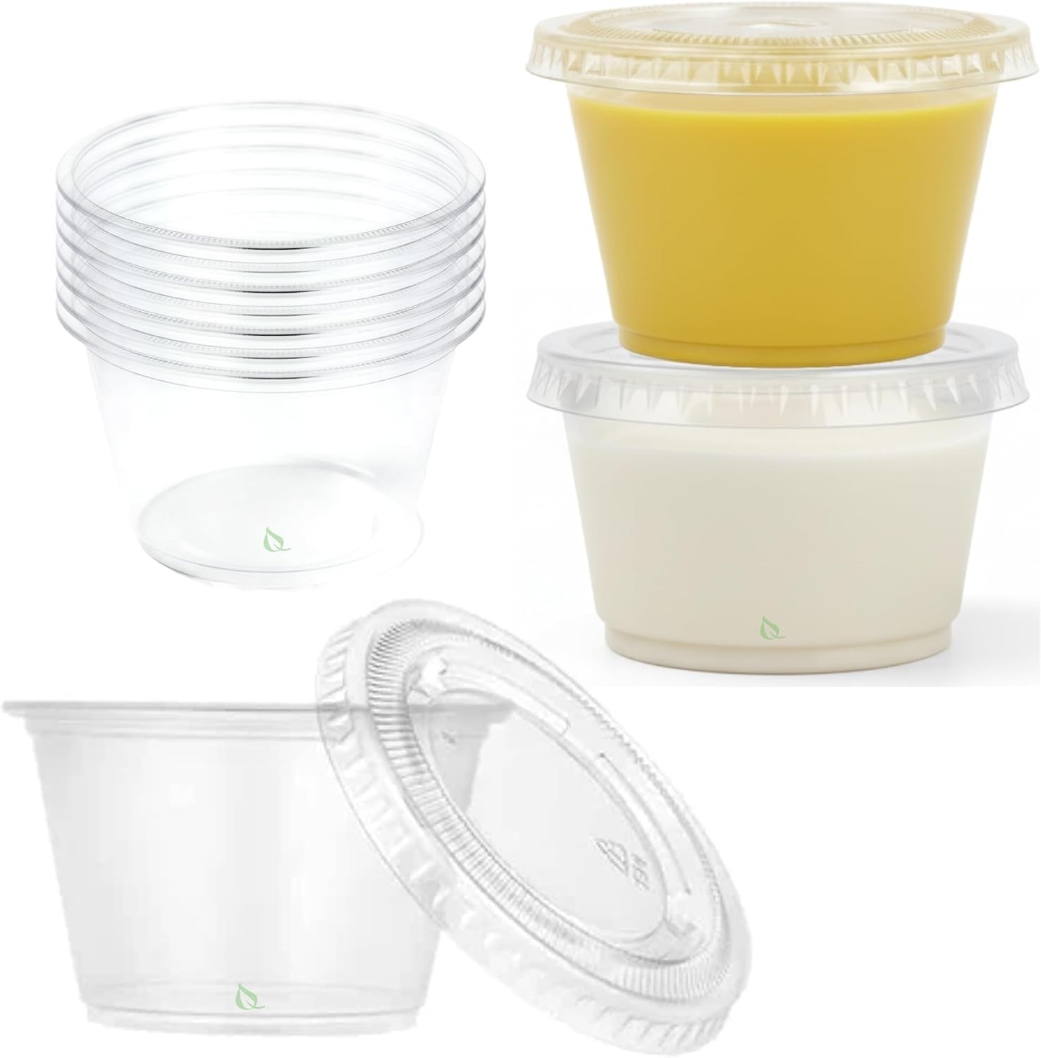 2 Oz Clear Portion Cups with Lids Disposable Small Plastic Cups 144 Pcs