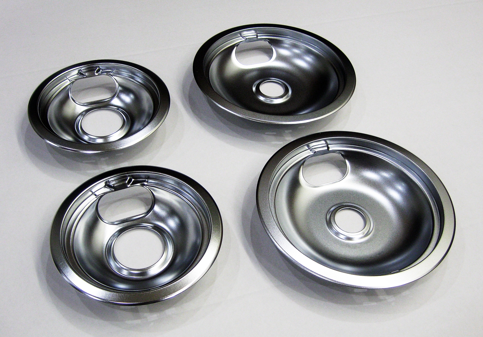 Range Burner Drip Bowl Set for Whirlpool 2 of W10196406 2 of W10196405 Chrome