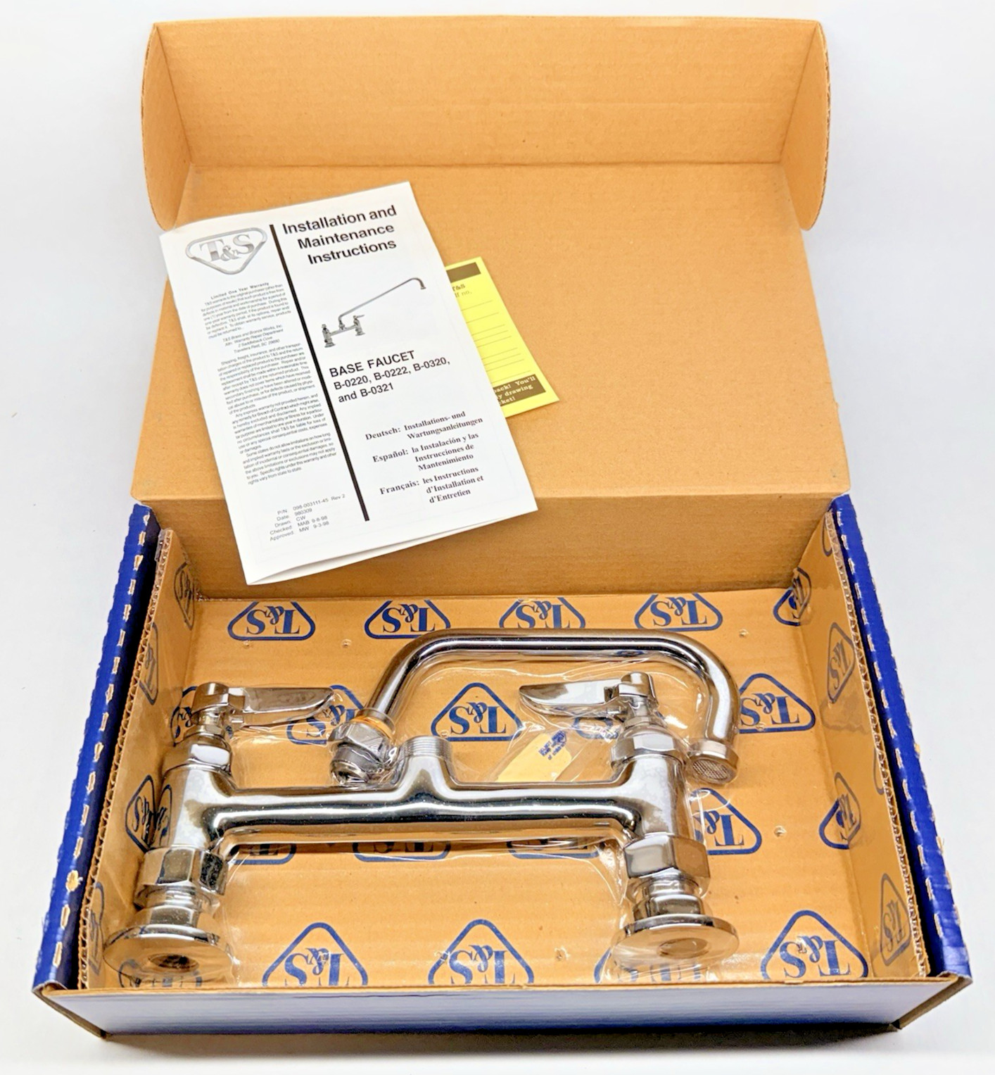 NEW T&S B-0222 Double Pantry Faucet, Deck Mount, 8″ Centers, 6″ Swing Nozzle