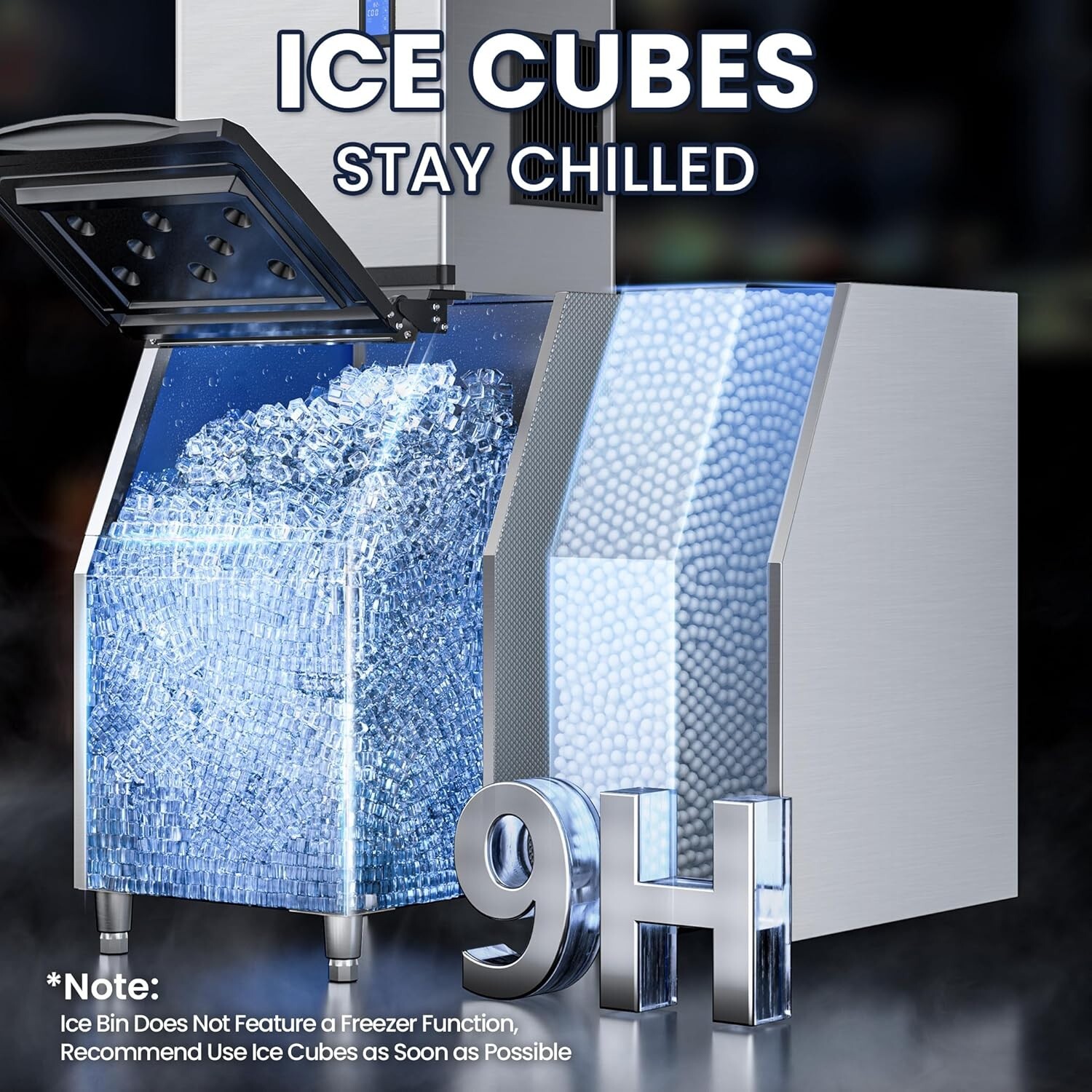 Commercial Ice Maker Machine Wide Air-cooled Ice Machine with 360Lb Storage Bin