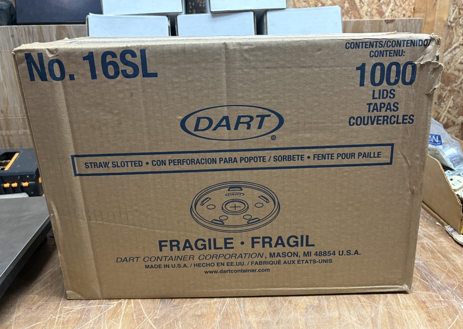 1 Case, 1000 DART Lids Translucent Lids Straw Slot 16SL Lid for foam cups