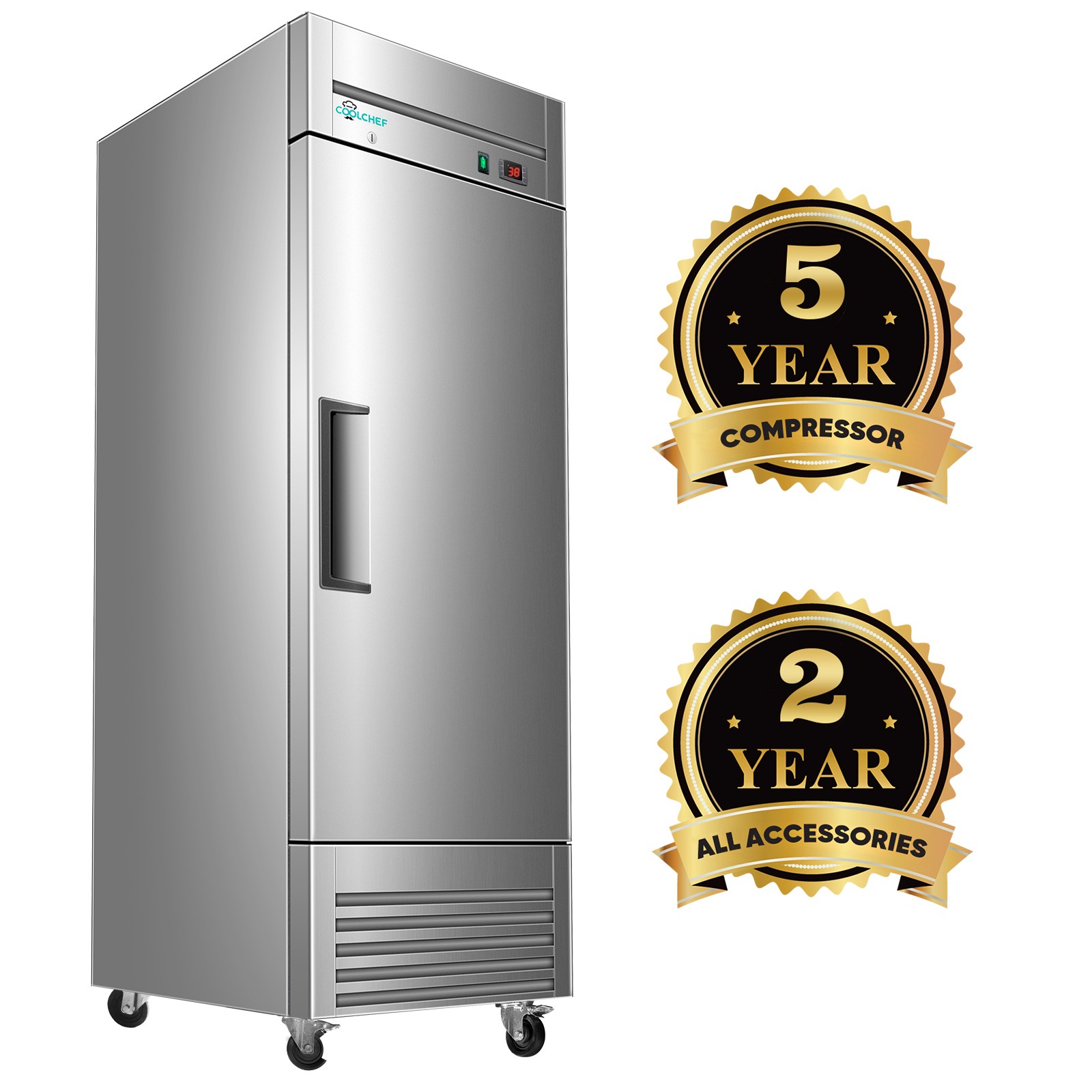 Commercial 27» Reach-In Refrigerator Stainless Steel Solid 1 Door 23 Cu.ft.