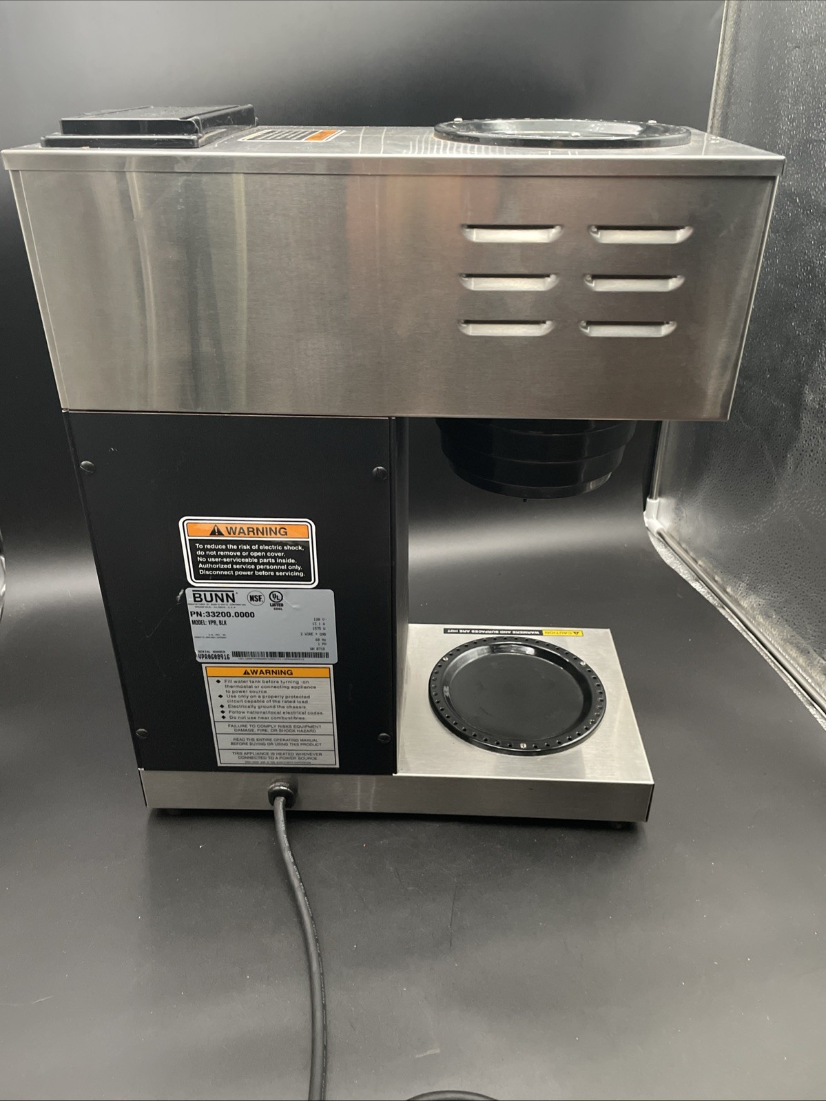 Bunn VPR Series 33200 Commercial Restaurant Coffee Maker Brewer Tested