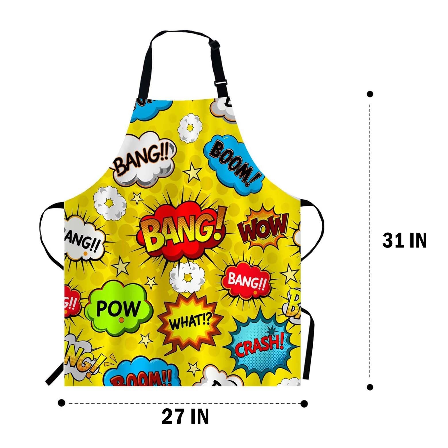 WONDERTIFY Strange Graffiti Apron,Various Cute Cartoon Bib Apron with Adjusta…