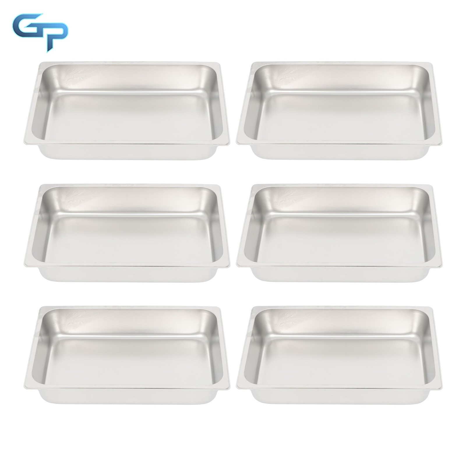 Heavy Duty 4″ Deep Stainless Steel Food Pans Set of 6 for Buffet Catering