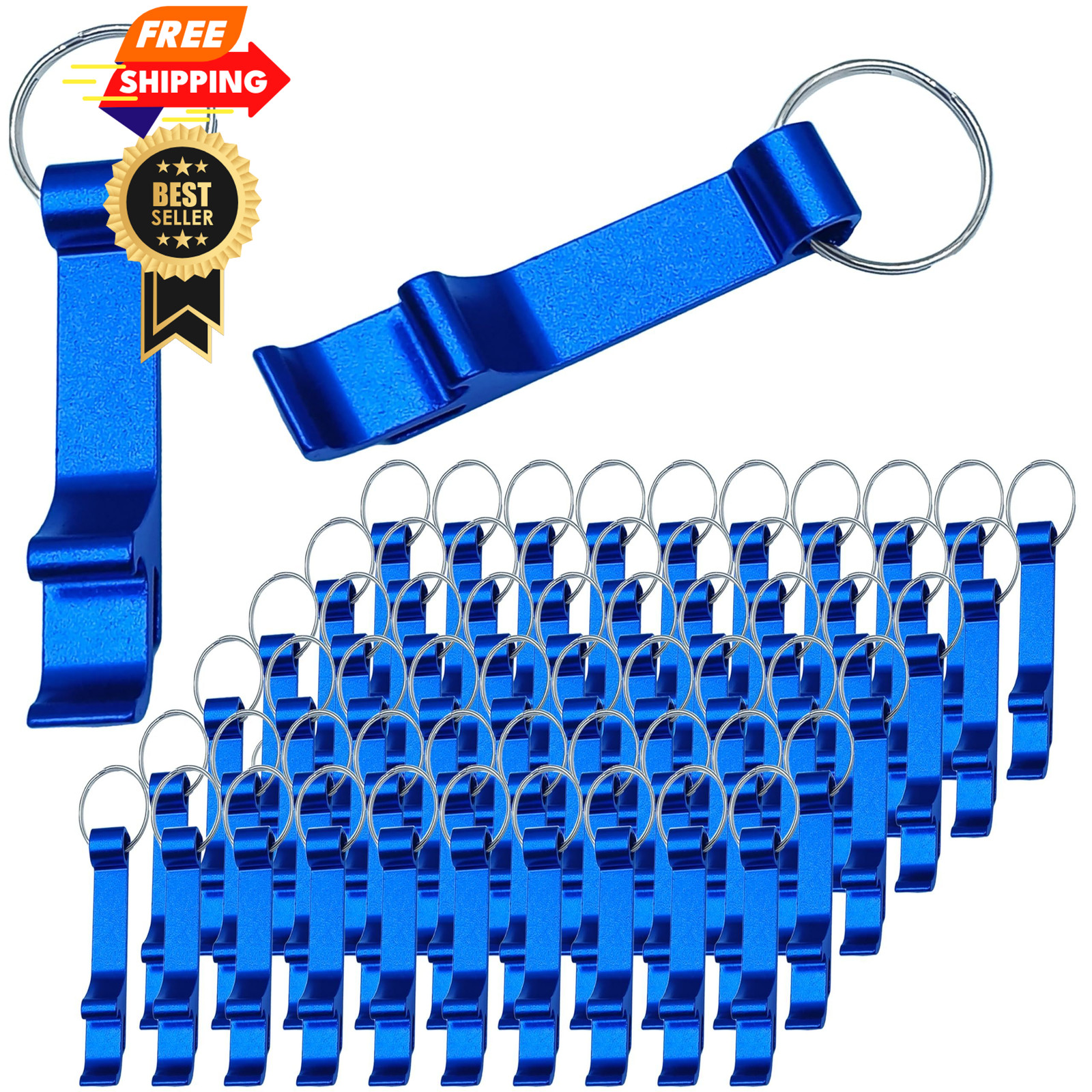 MTOMDY 50 Pcs Bottle opener Keychain Bulk,Soda Beverage Beer 50Pcs, Blue