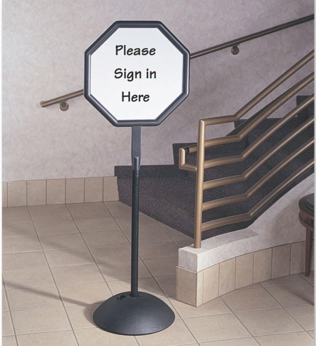 SAF4118BL – Safco Write Way Dual-sided Directional SignBlack Octagon Shape