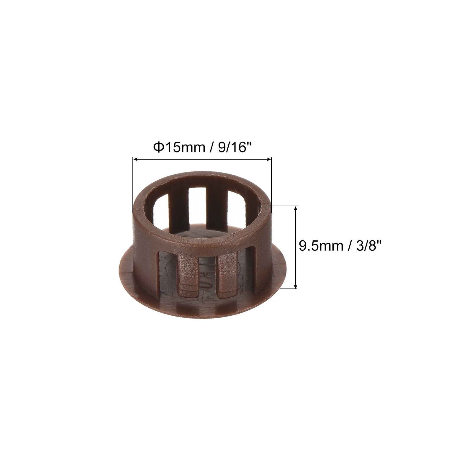 32Pcs 15mm Brown Nylon Plastic Round Locking Hole Plugs Insert End Cap