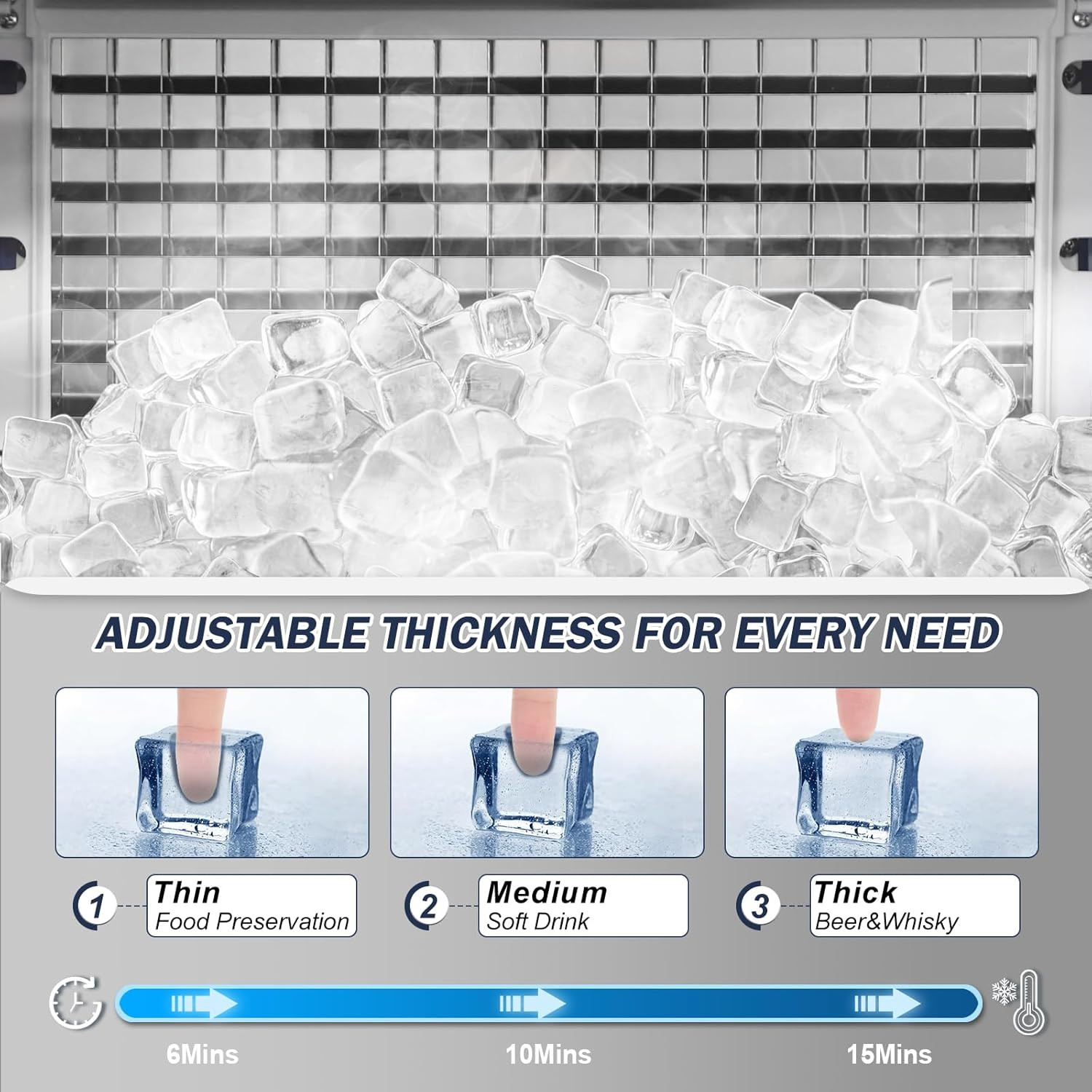 450Lbs/24H under Counter Commercial Ice Machine with 160LBS Large Storage Bin, S