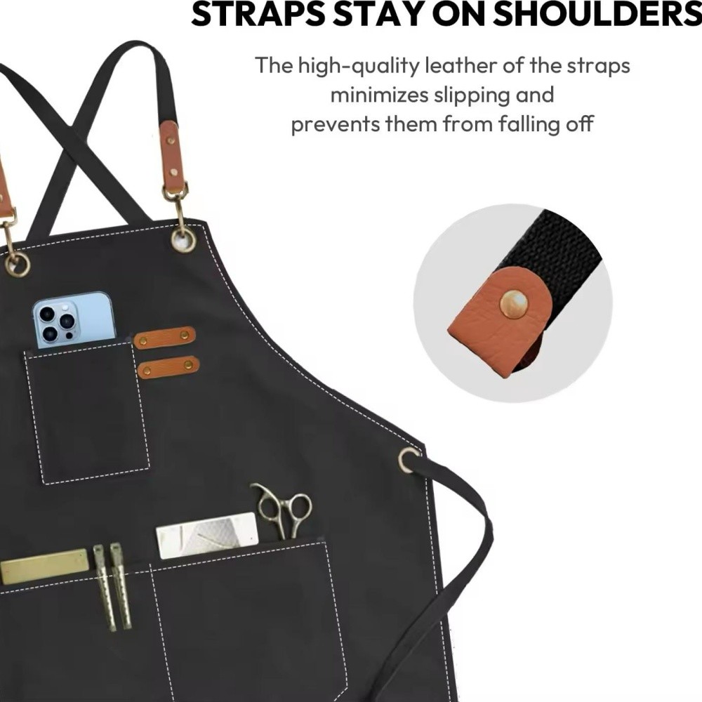 Heavy Duty Canvas Kitchen Chef Cooking Apron Cross-Back Adjustable Bib Work BBQ