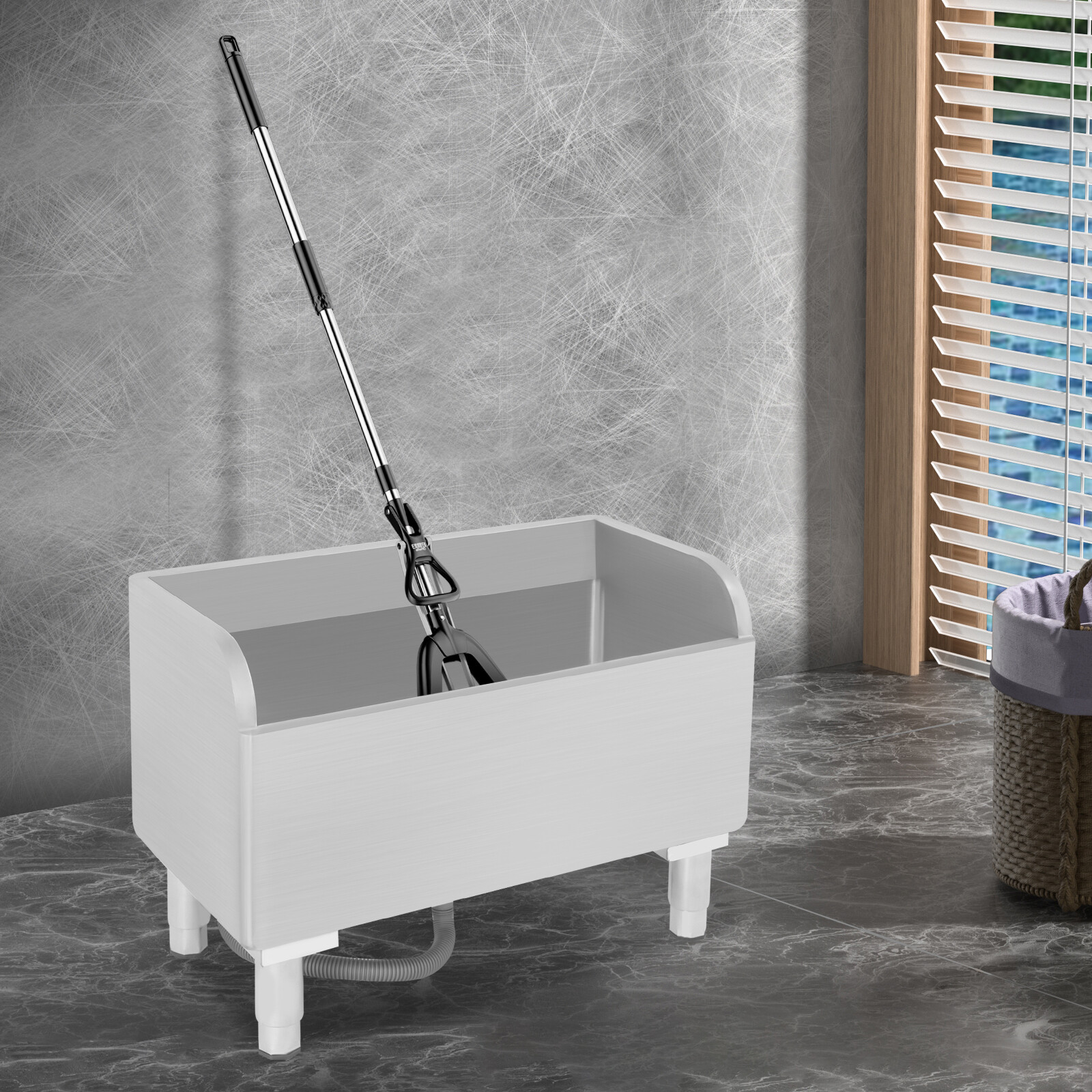 Commercial Floor Mop Sink, Stainless Steel Mop Sink 80*41*55cm/31.5*16.1*21.6in
