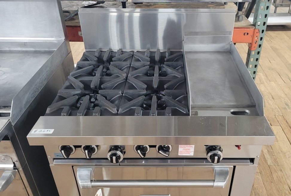 US RANGE Restaurant 4 BURNER 12″ GRIDDLE STANDARD OVEN