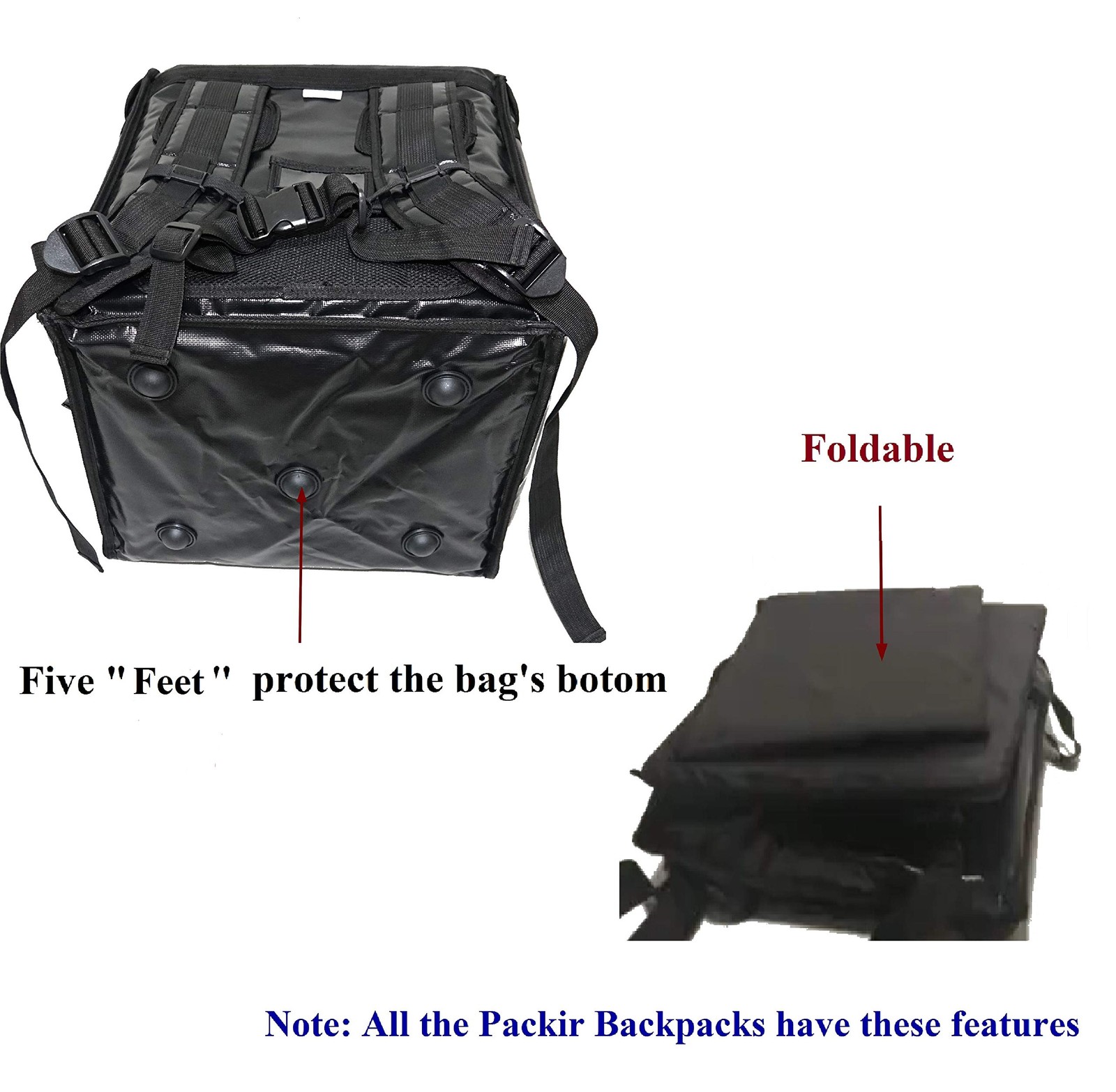 PK-76F: Large Doubledeck Insulated Pizza/Food Delivery Backpack, 16x 15x 18, wit