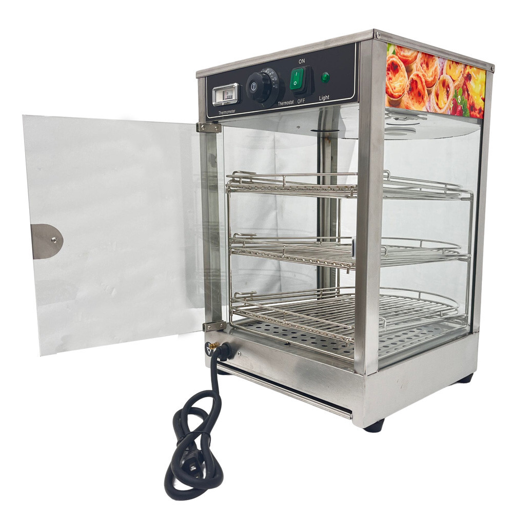 110V 850W Stainless Steel Food Pizza Warmer Display Cabinet with 3 Movable Layer