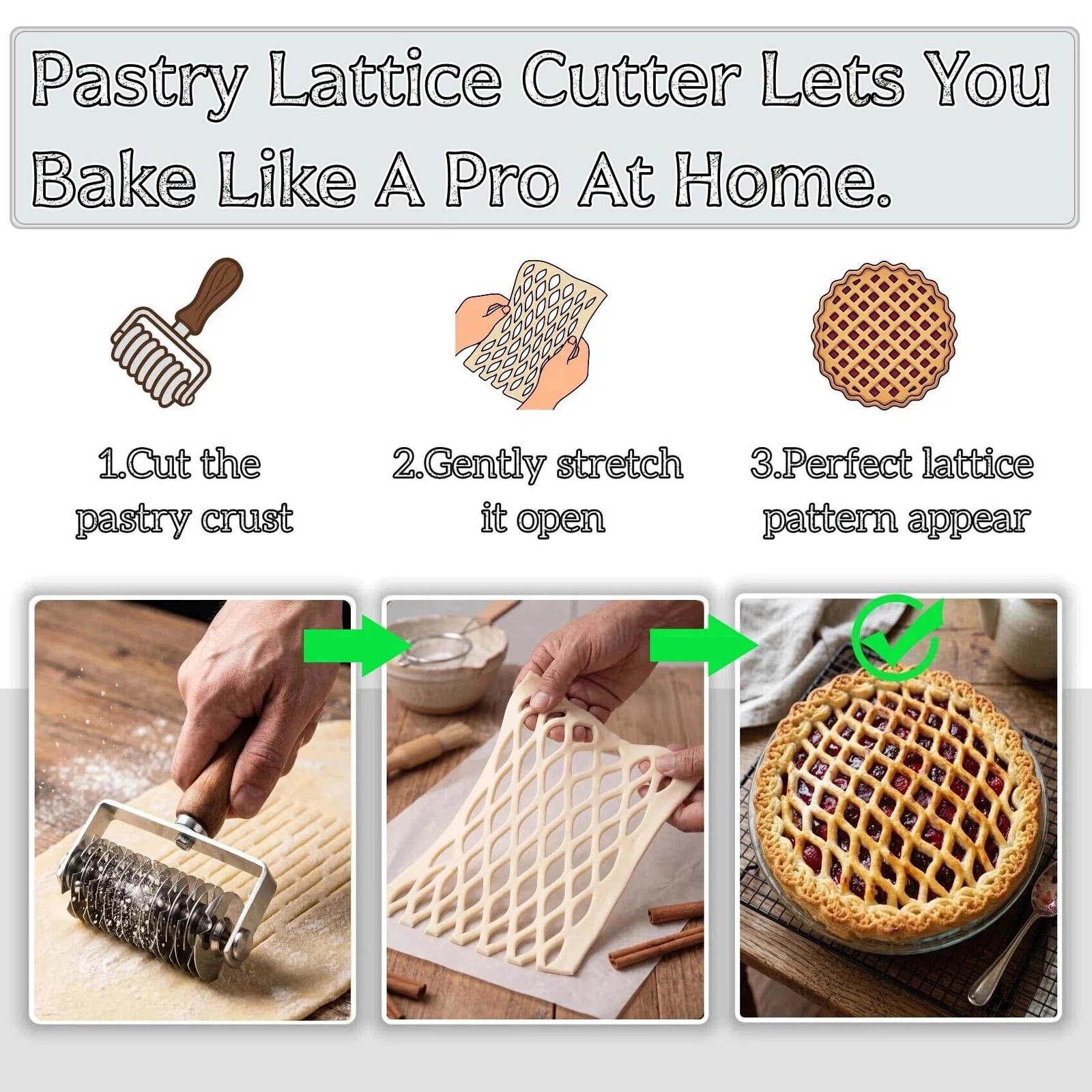 Pastry Lattice Roller Cutter – 1 Count (Pack of 1), Metal color