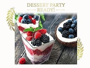 Mini Dessert Cups with Spoons (50 PACK) (Clear Spoons) (No Lids) – 5 oz Parfait
