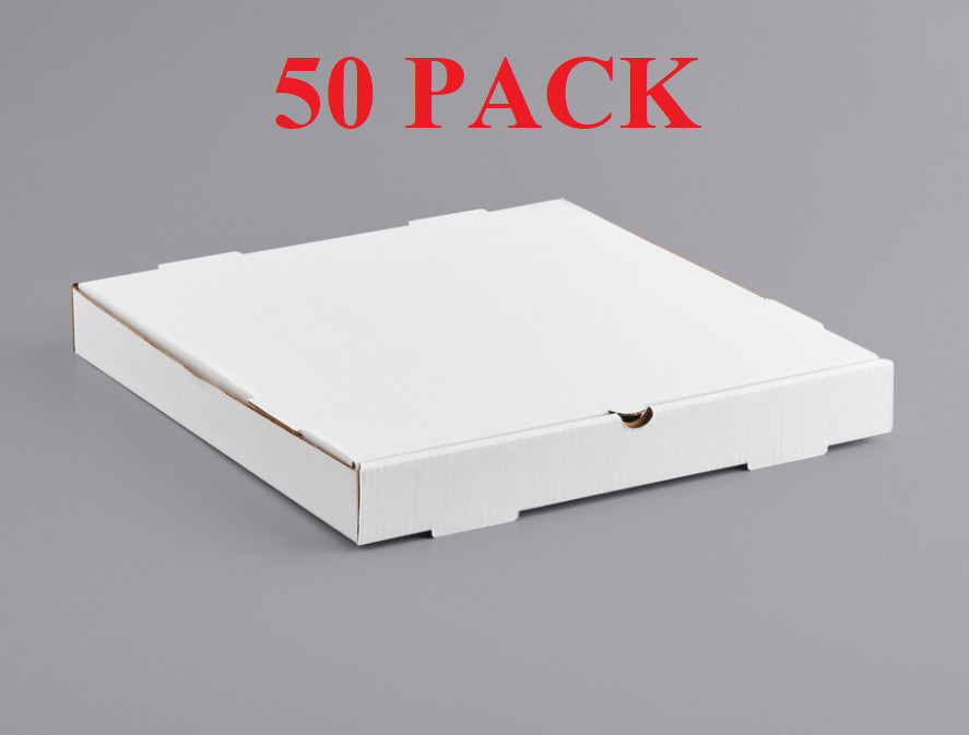 (50 Pack) 16″ x 16″ x 2″ White Corrugated Plain Square Bakery Cake Pizza Box