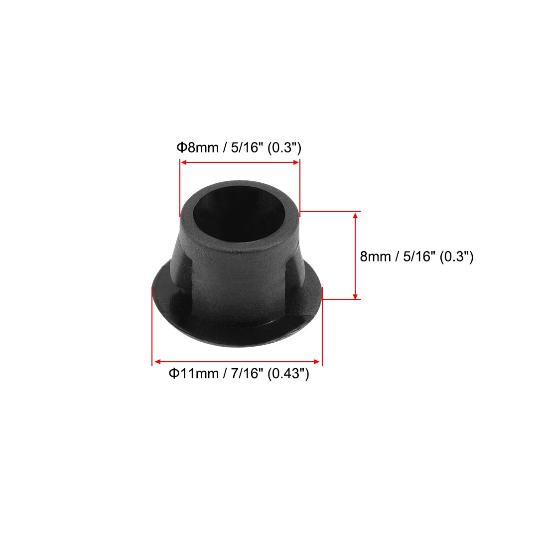 50Pcs 8mm Snap in Locking Hole Tube Flush Type Panel Plugs Hole Plugs Black