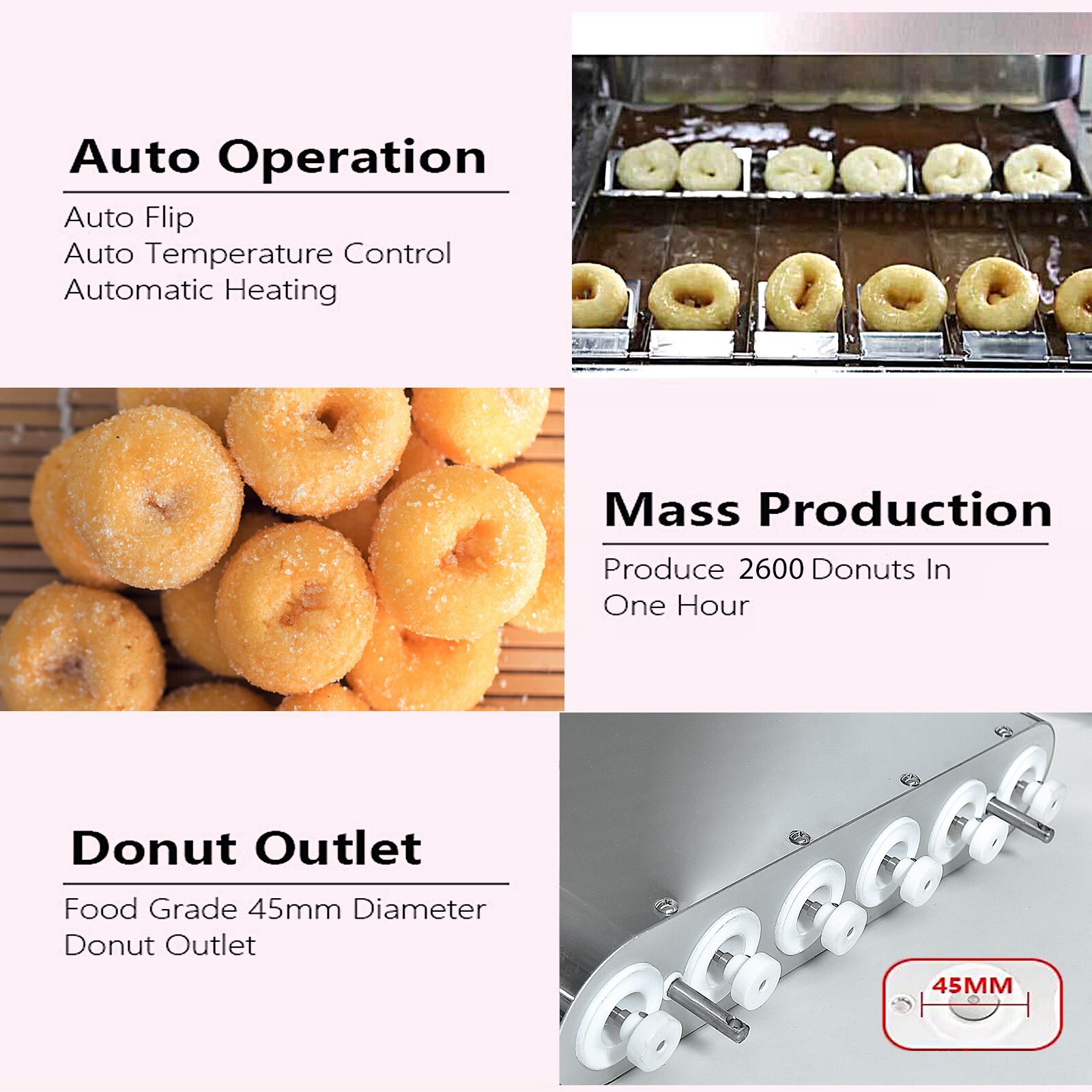 Commercial 2600pcs/hour Mini 6 rows donuts making machine frying doughnut maker