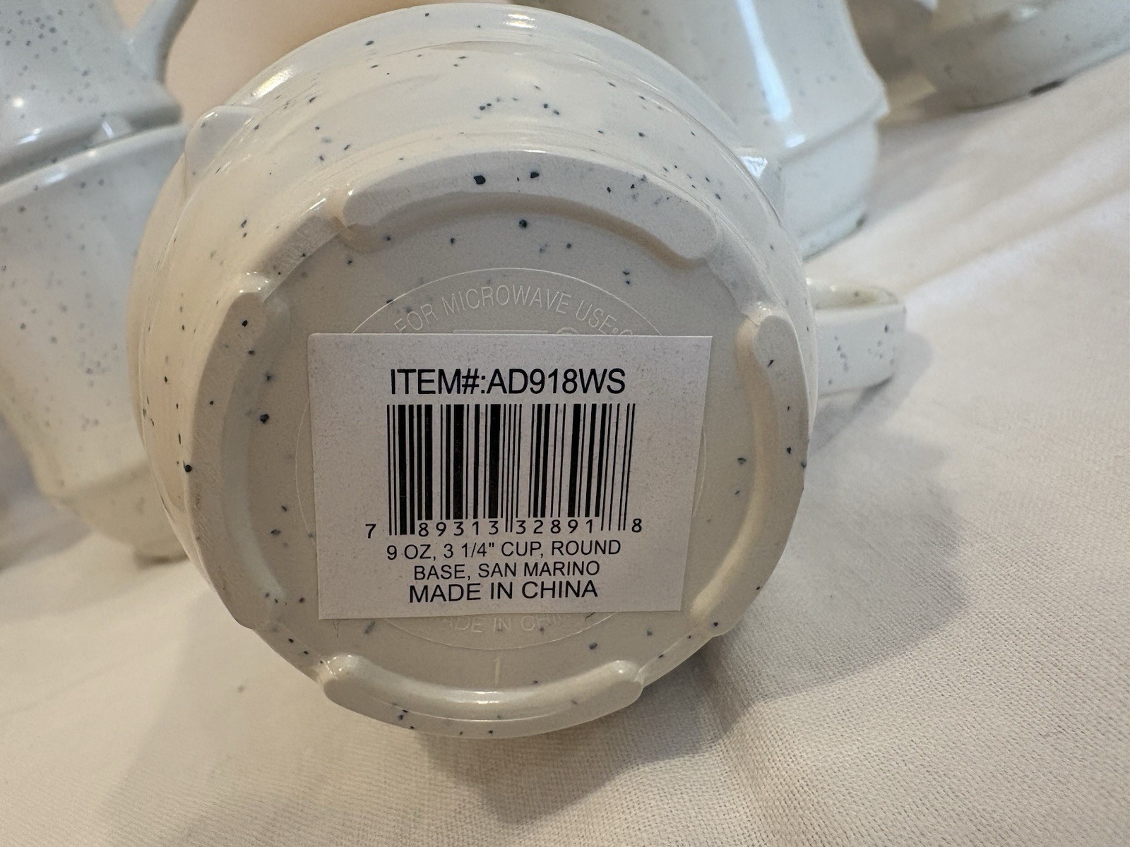 Thunder Group 9 Oz Melamine Stackable Handled Cups Set Of 12 Beige Speckled NEW