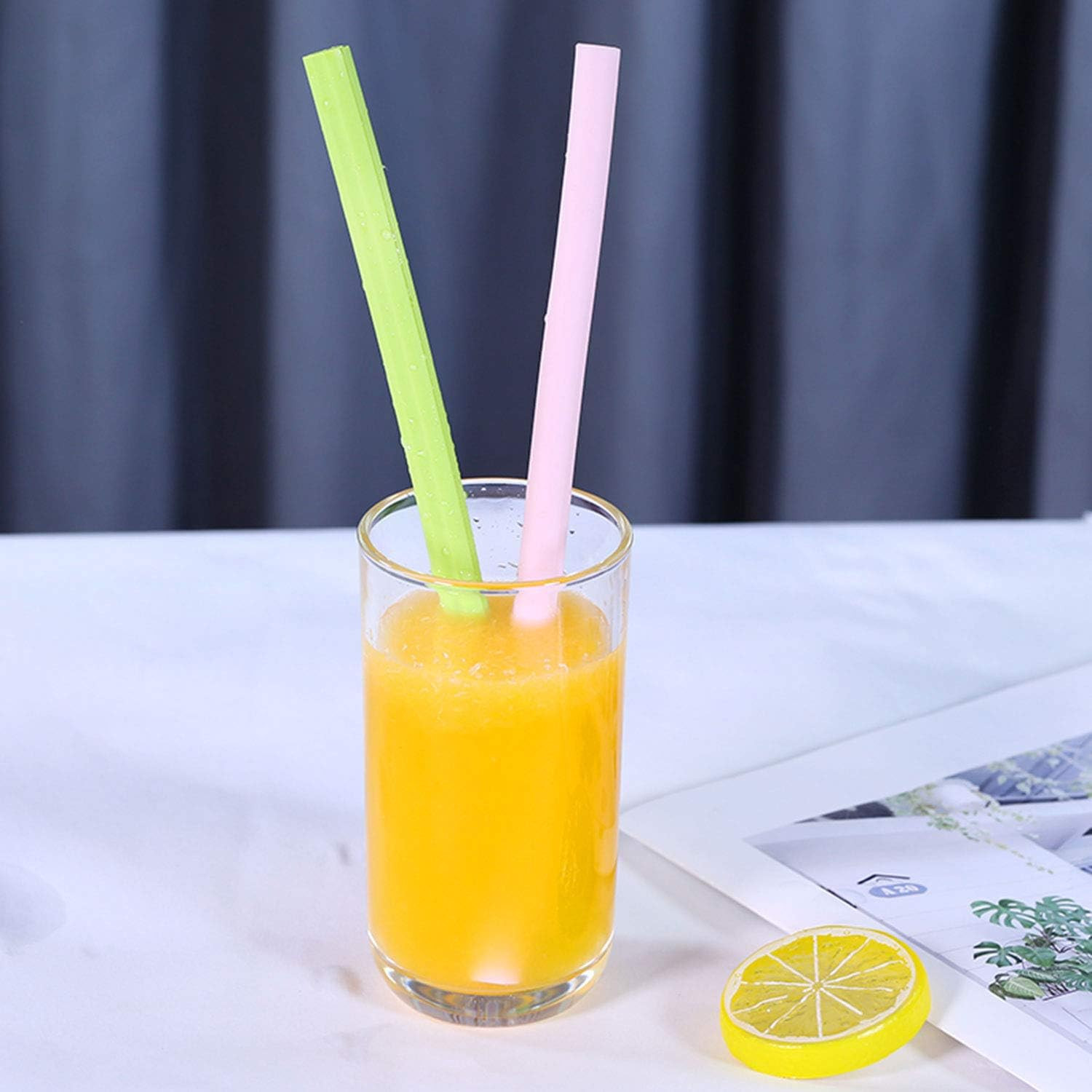 Reusable Silicone Straws – Openable & Washable, Easy to Clean, Straight Smoot…