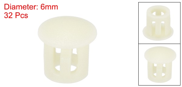 32Pcs 6mm Beige Nylon Plastic Round Locking Hole Plugs Insert End Caps