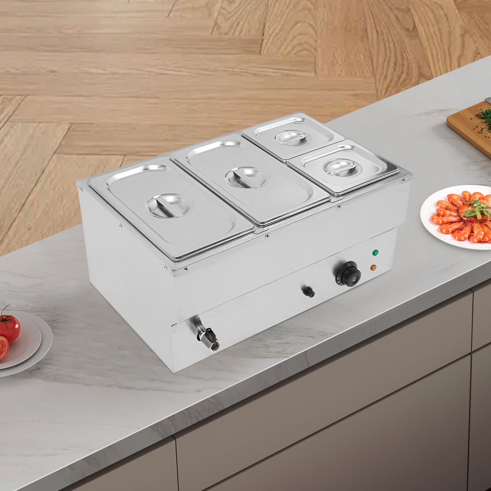 Electric Food Warmer 4-Pans Commercial Countertop Buffet Food Warmer 30-110℃