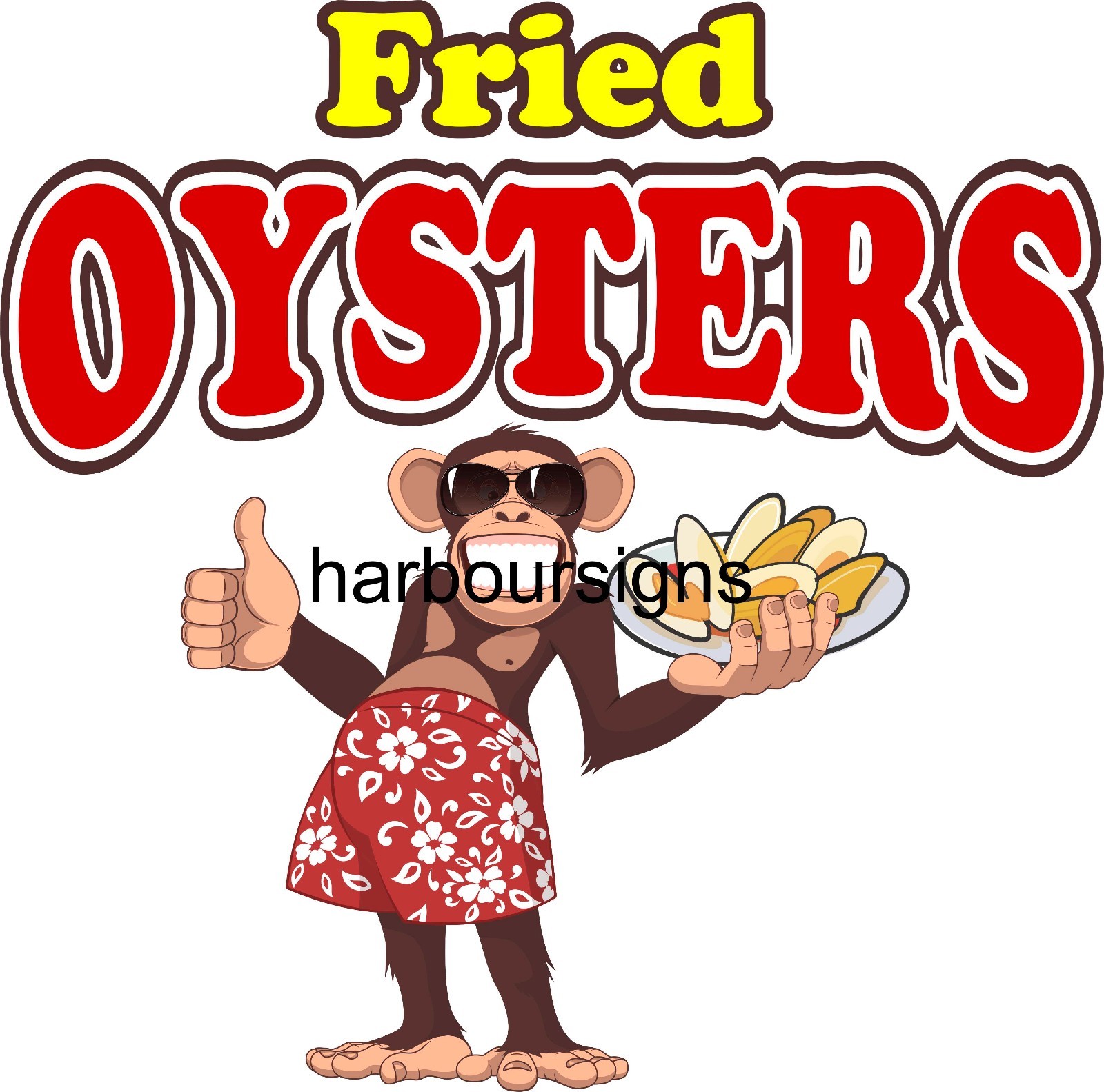 Fried Oysters DECAL (Choose Your Size) Monkey Concession Food Sticker