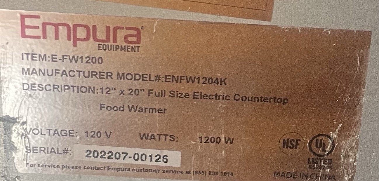 12″ x 20″ Full Size Electric Countertop Food Warmer – 120V, 1200W