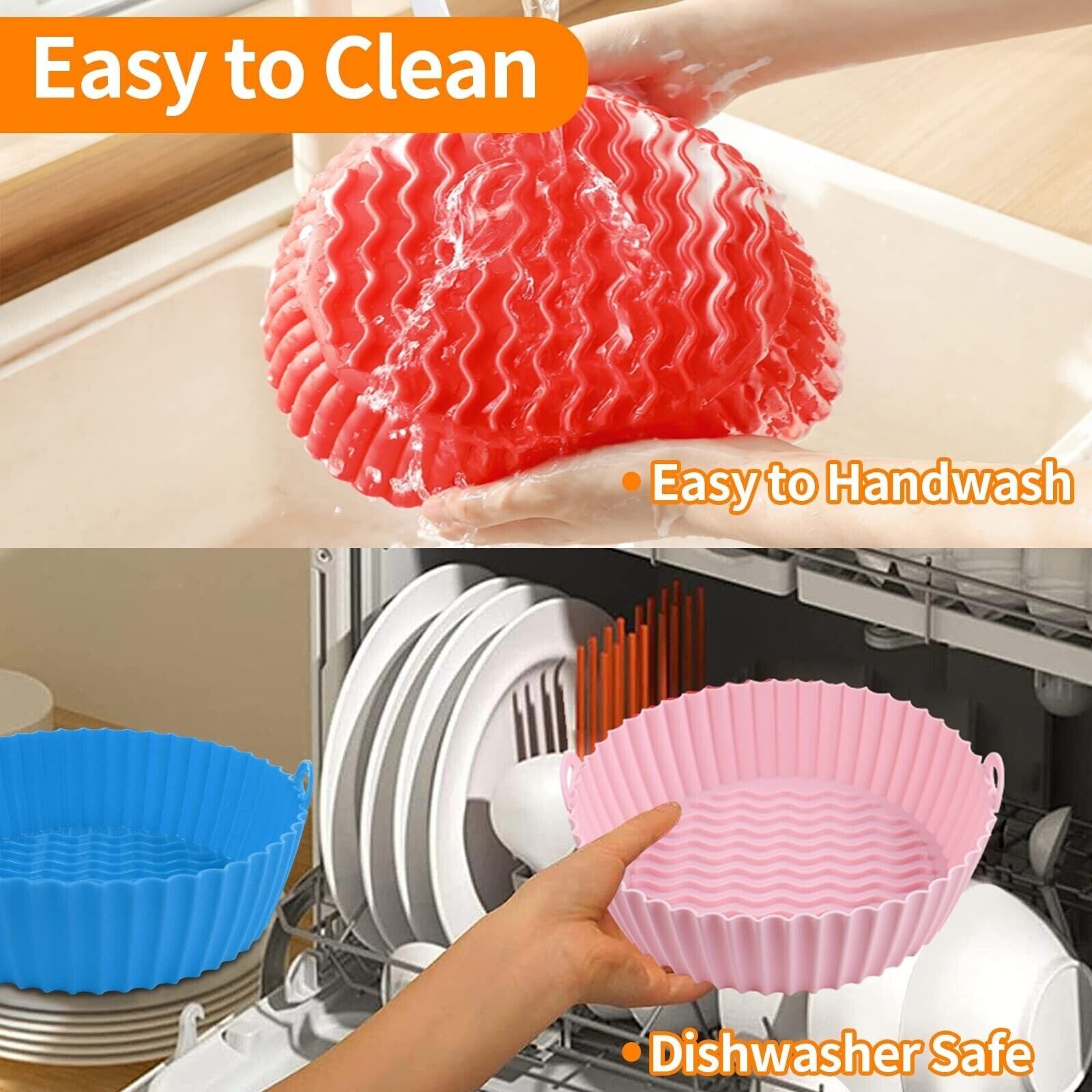 3 Pack Air Fryer Liner Silicon 7.5″ Reusable & Economic Silicone Pot for 3-5 QT