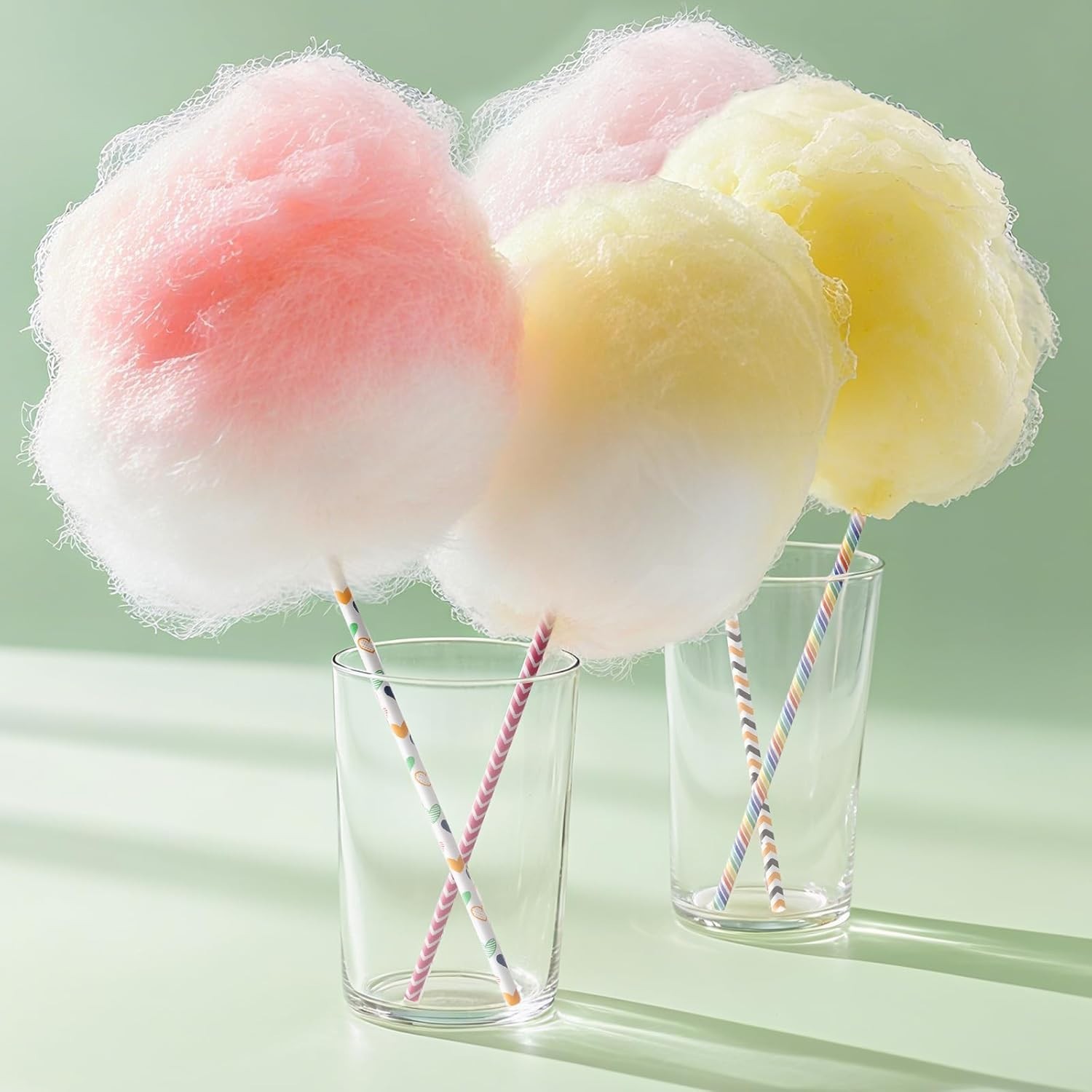 50Pcs Cotton Candy Sticks Cones, 13.78 Inch Random Color Candy Supplies, Paper S