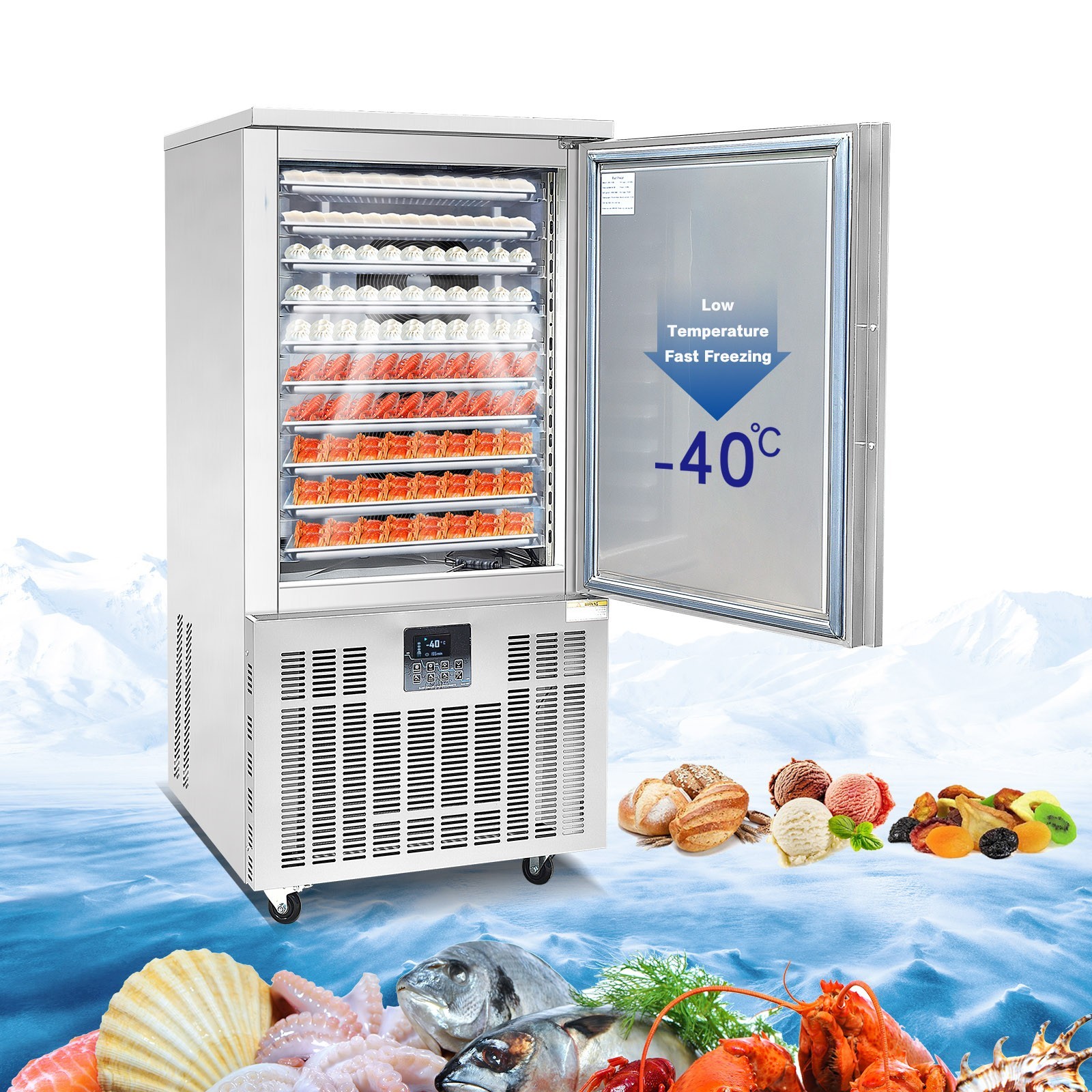 Kolice Commercial 10 Trays Blast Chiller Blast Freezer for Restaurant Kitchen