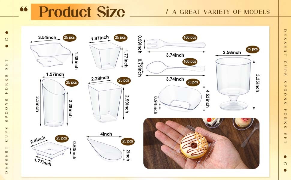 160 Pcs Mini Appetizer Plates Dessert Cups Spoons Forks Set Dessert Containers