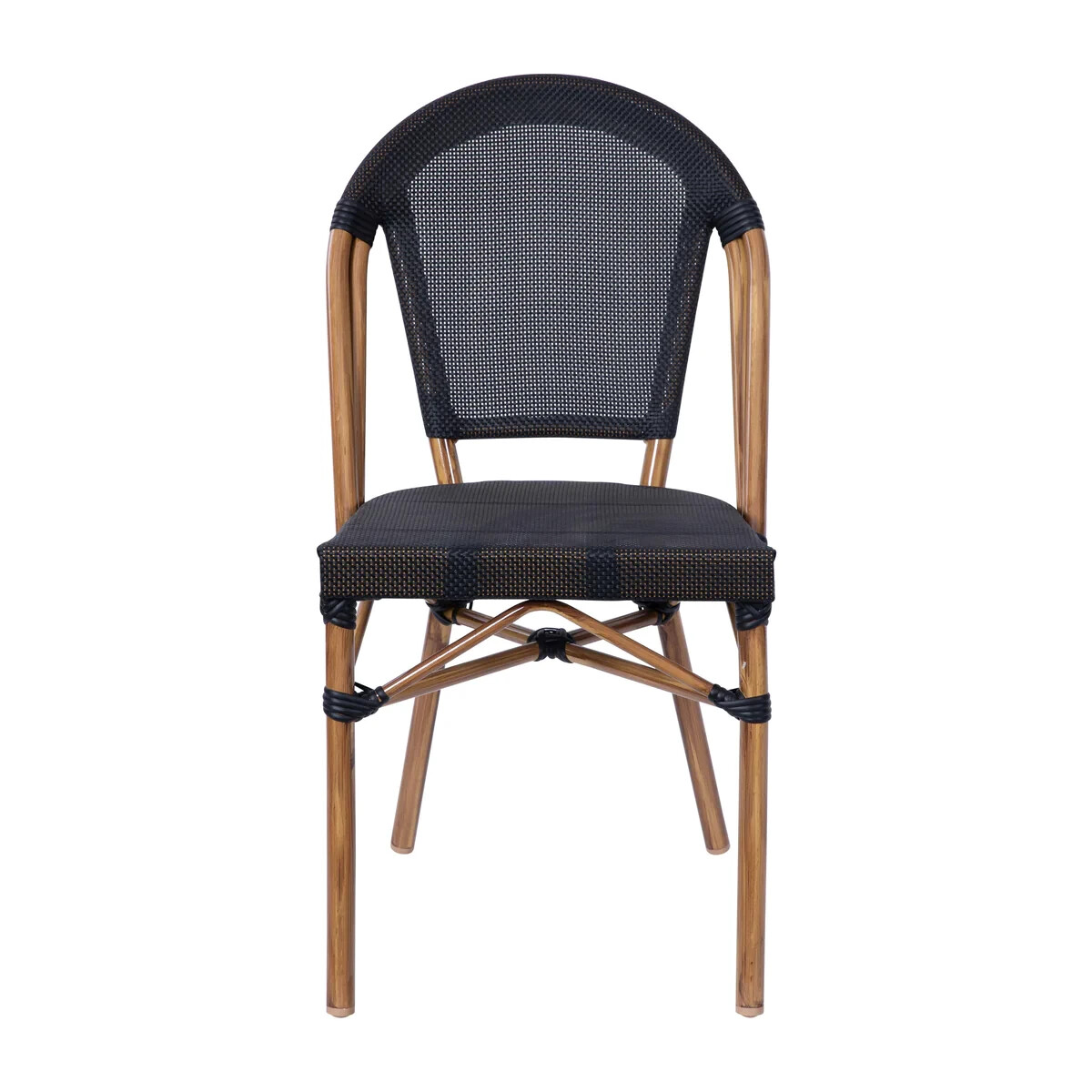 Bistro Style Gray Armless Dining Chair With Bamboo Aluminum Frame