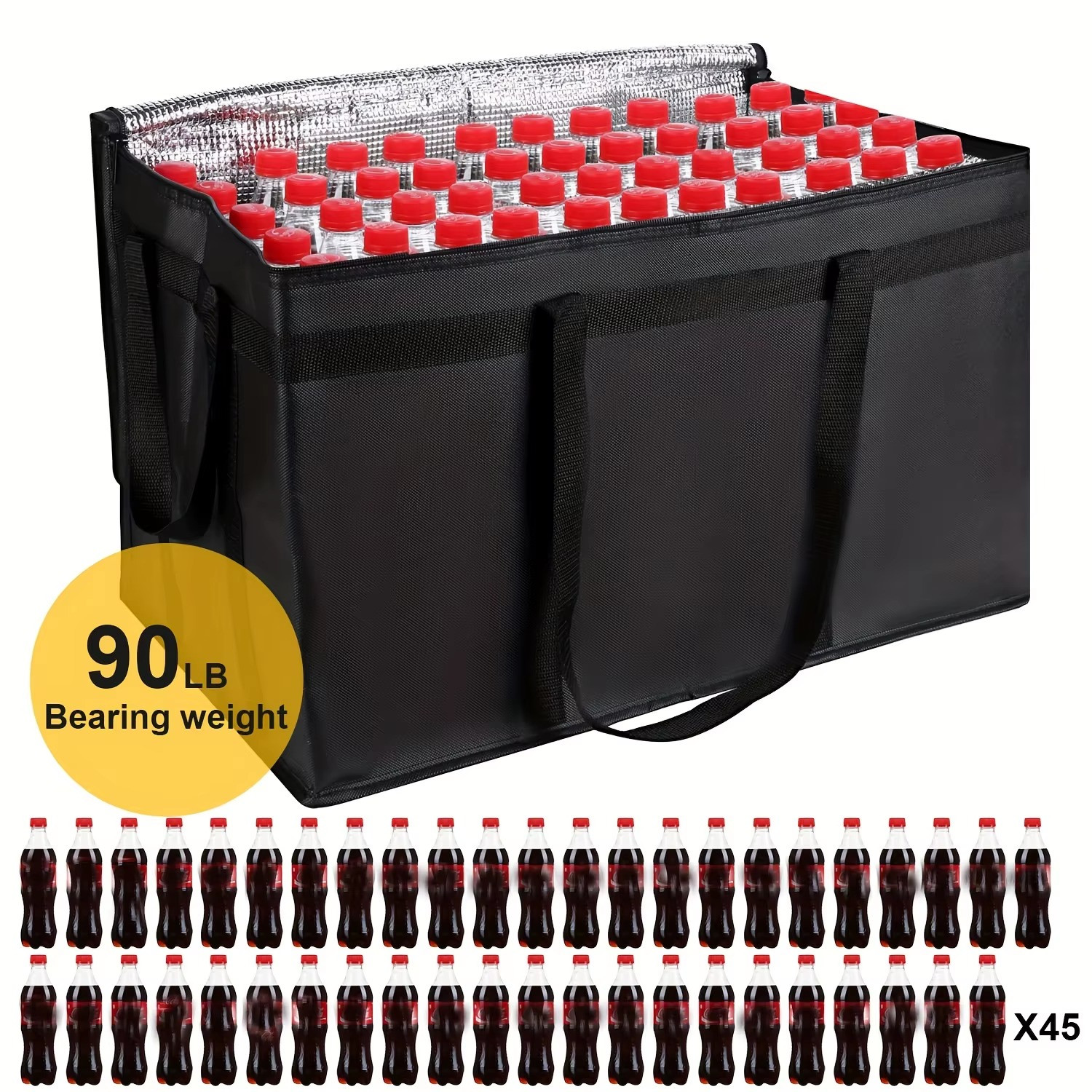Insulated Food Delivery Bag XXXL Insulated Reusable Grocery Cooler/Hot…