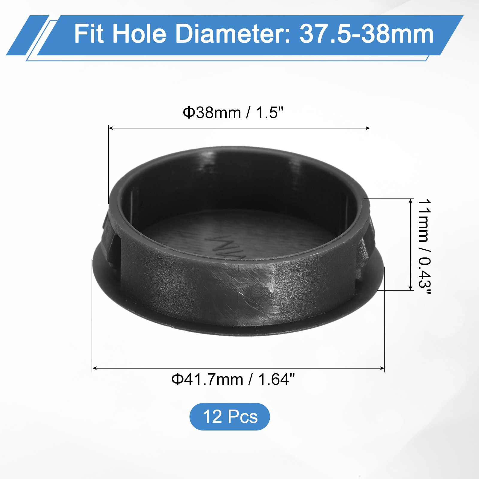 12Pcs 38mm(1-1/2″) Flush Type Panel Round Snap in Fastener, Black
