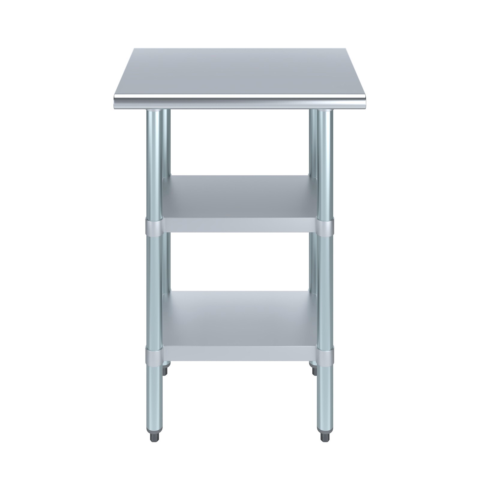 18 in. x 18 in. Stainless Steel Work Table with 2 Shelves | Metal Utility Table