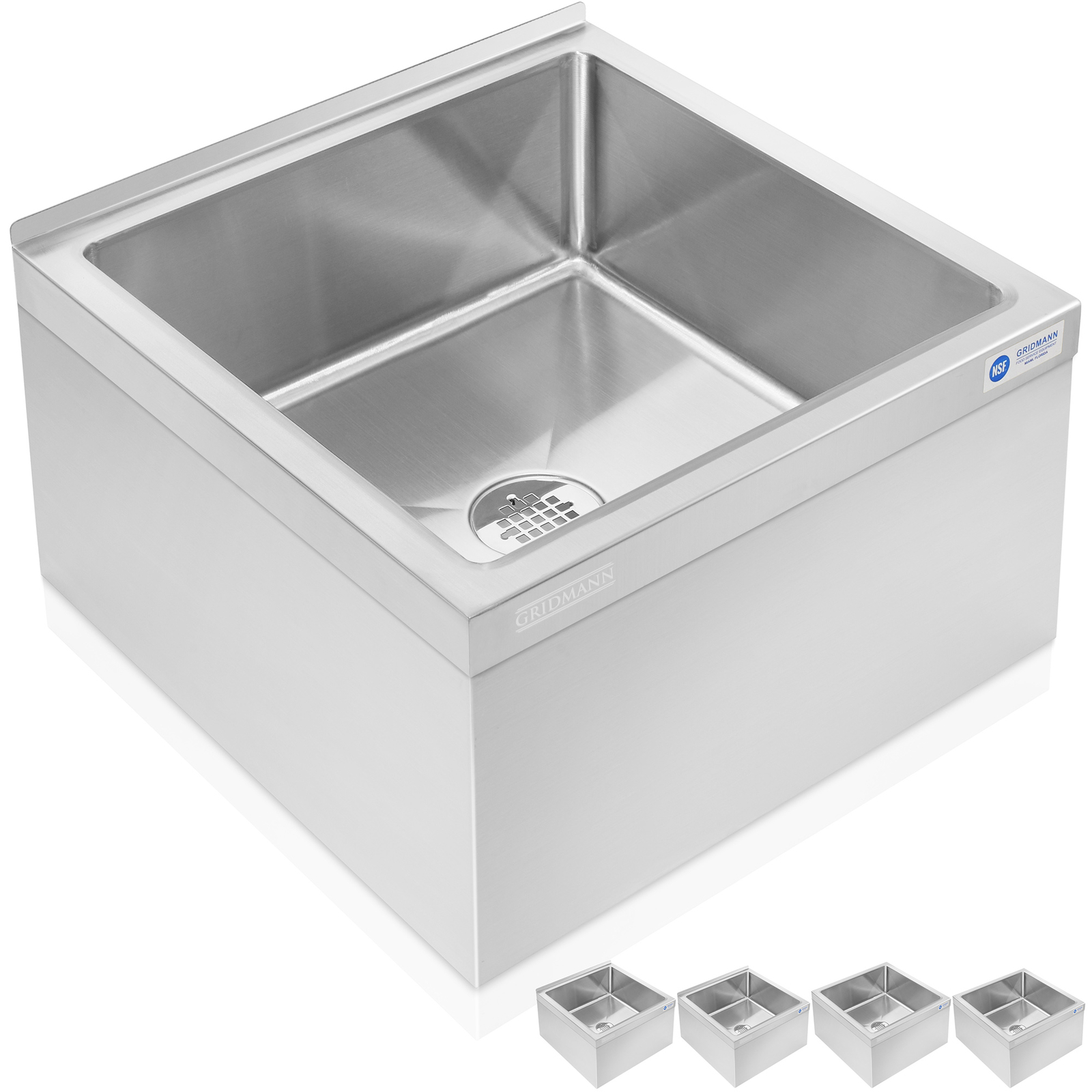 Commercial Stainless Steel Floor Mop Sink, NSF Certified, Deep Basin