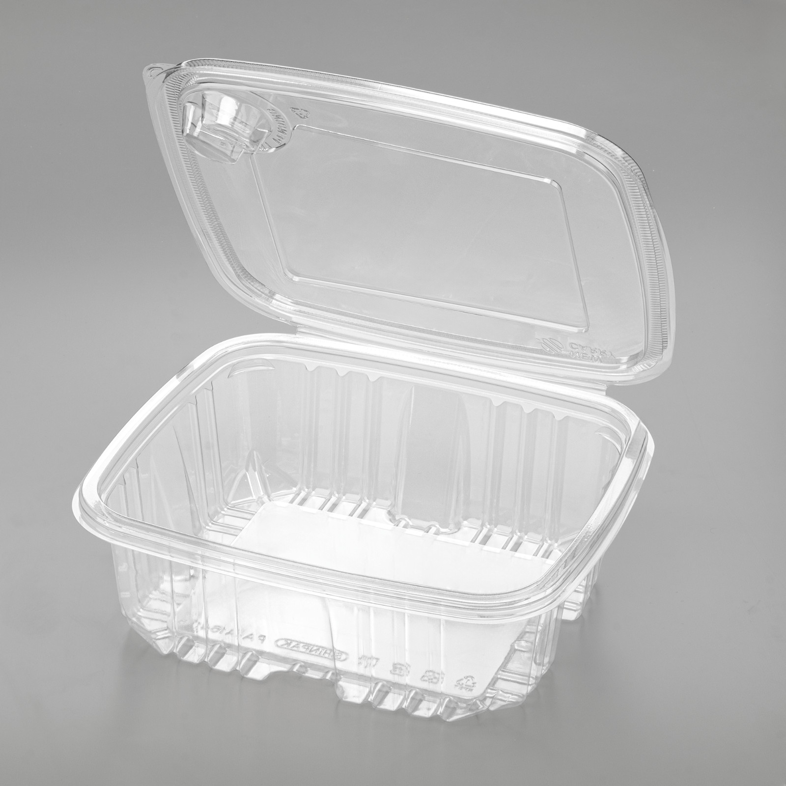 Karat 64oz PET Tamper Resistant Hinged Deli Container w/Flat Lid – 150pcs