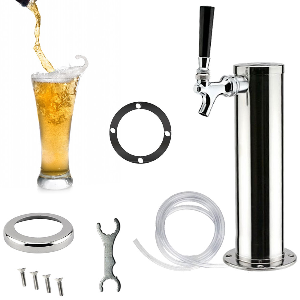 3 In Tap Beer Dispensing Tower Draft Kegerator Wine Dispenser Stainless Steel