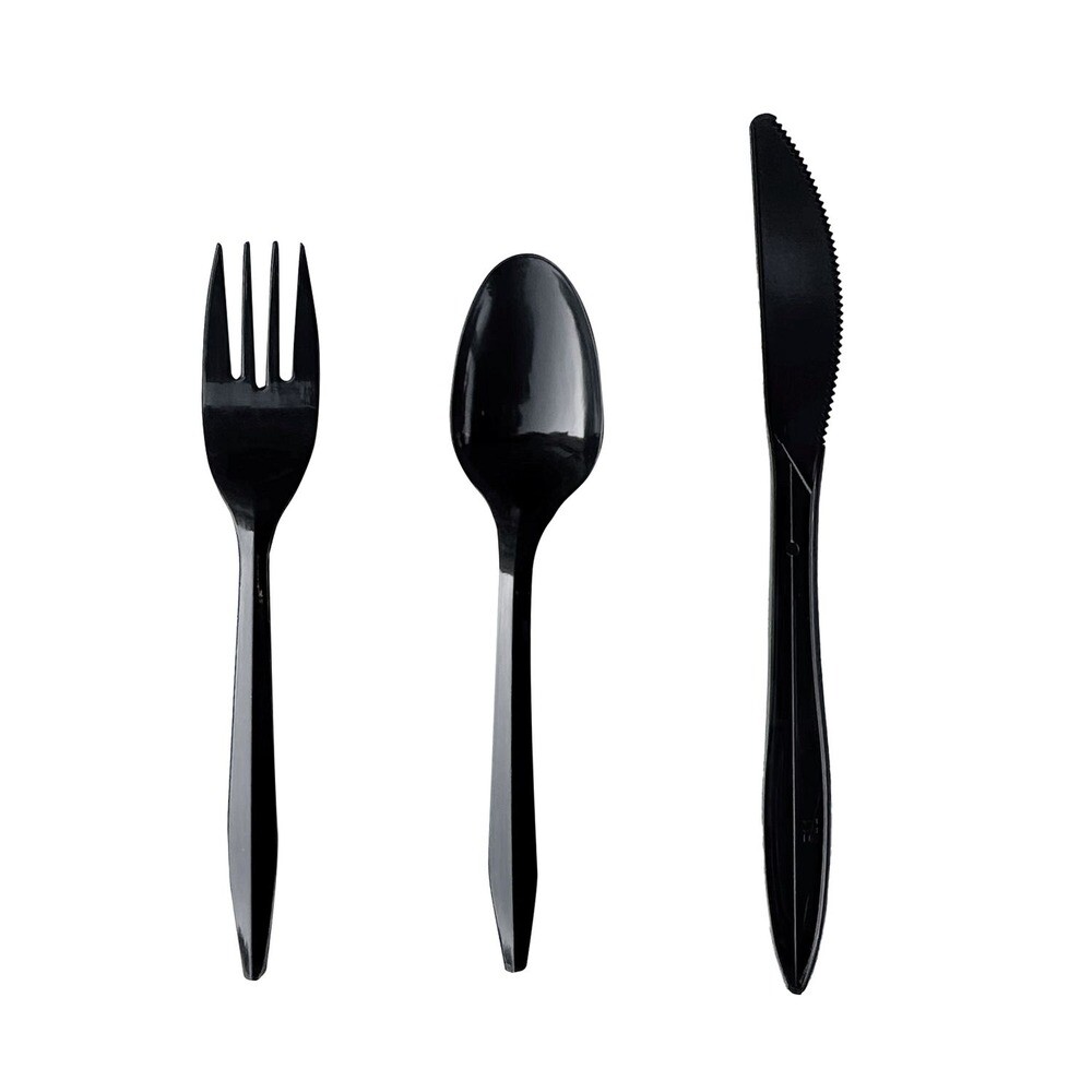 Boardwalk 3KITBLPP Plastic 3-Pc Polypropylene Cutlery Kit – Black (250/CT) New